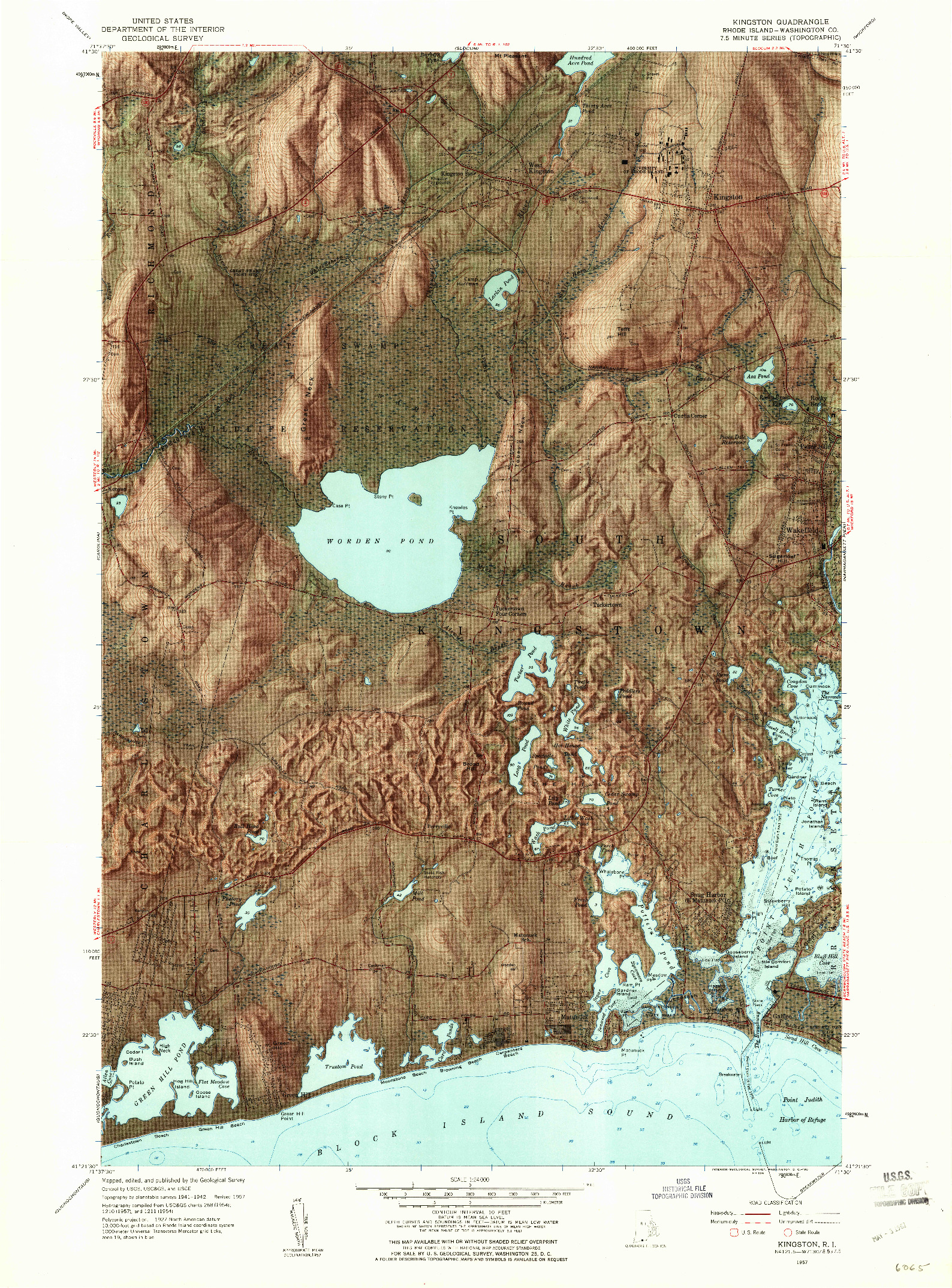 USGS 1:24000-SCALE QUADRANGLE FOR KINGSTON, RI 1957