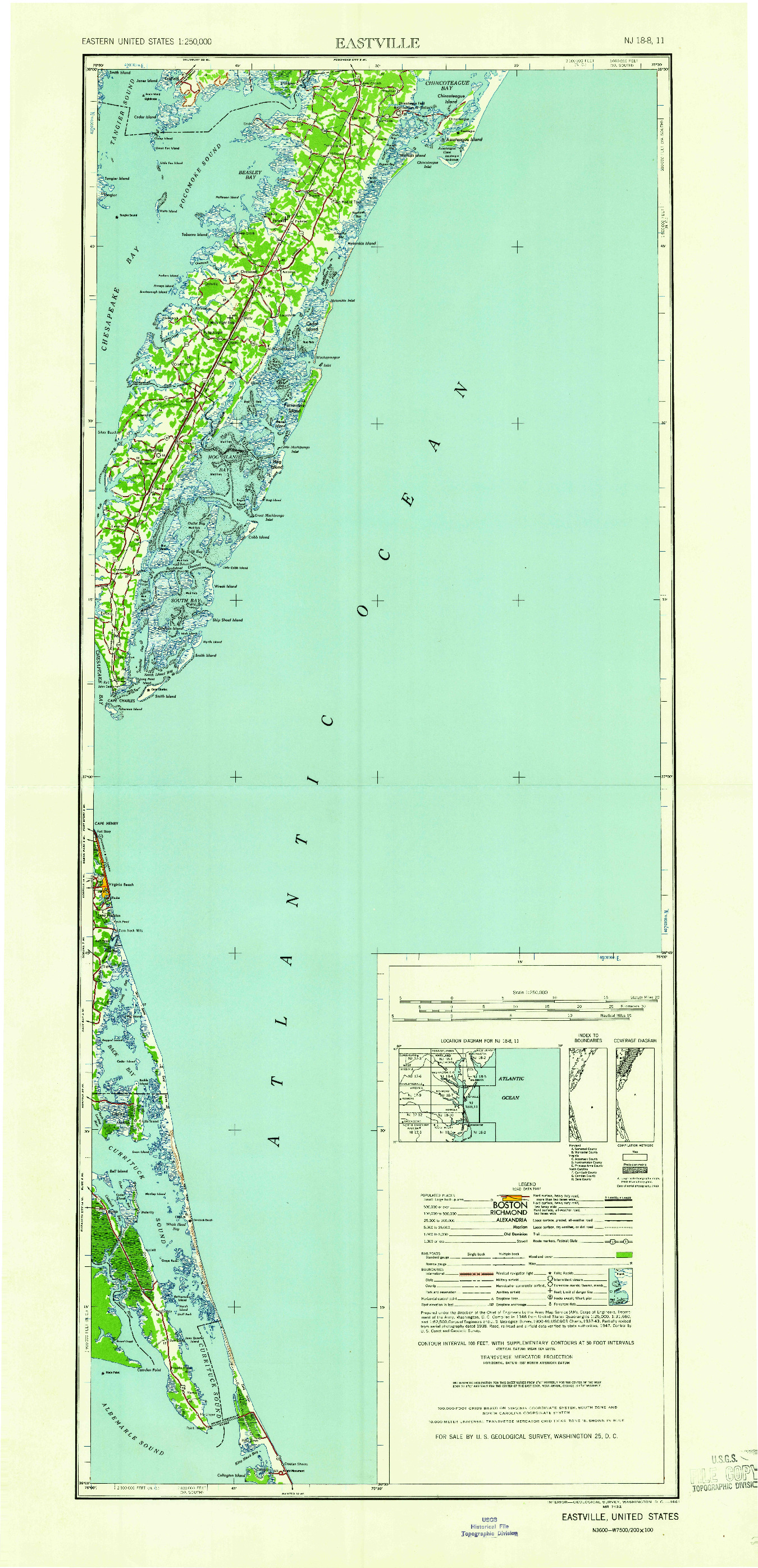 USGS 1:250000-SCALE QUADRANGLE FOR EASTVILLE, VA 1961