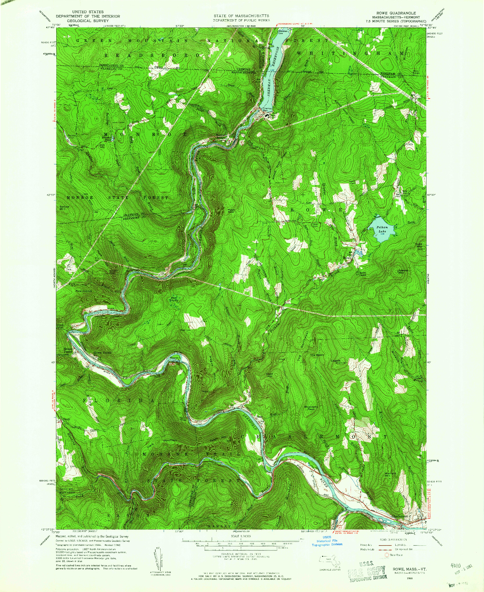 USGS 1:24000-SCALE QUADRANGLE FOR ROWE, MA 1960