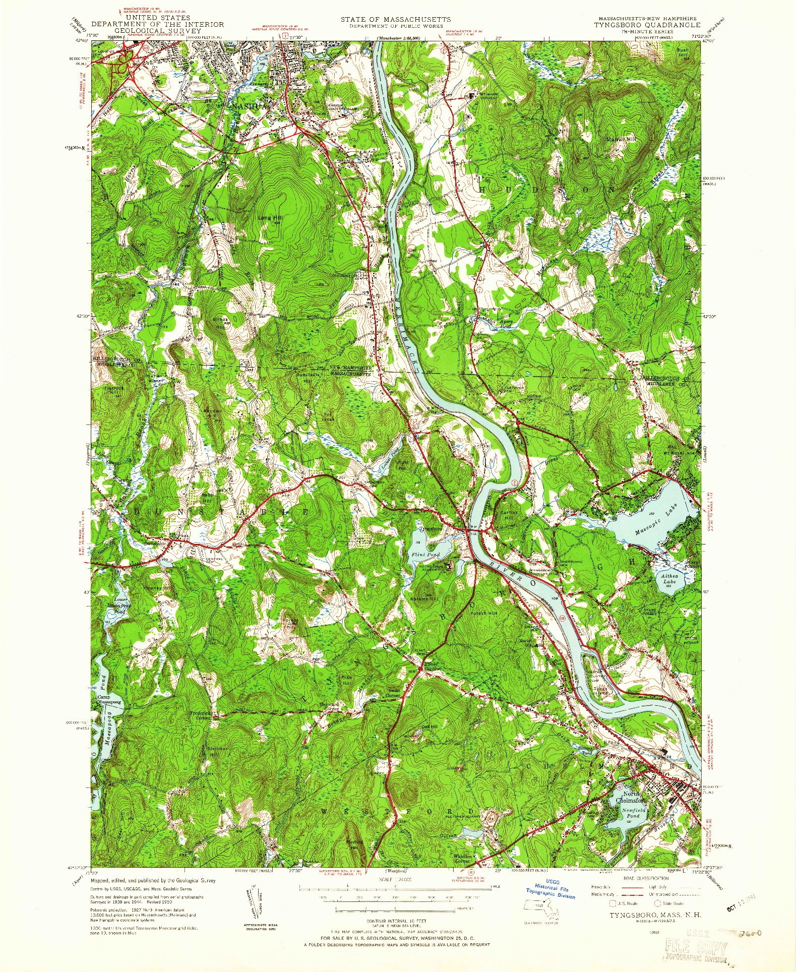 USGS 1:24000-SCALE QUADRANGLE FOR TYNGSBORO, MA 1950