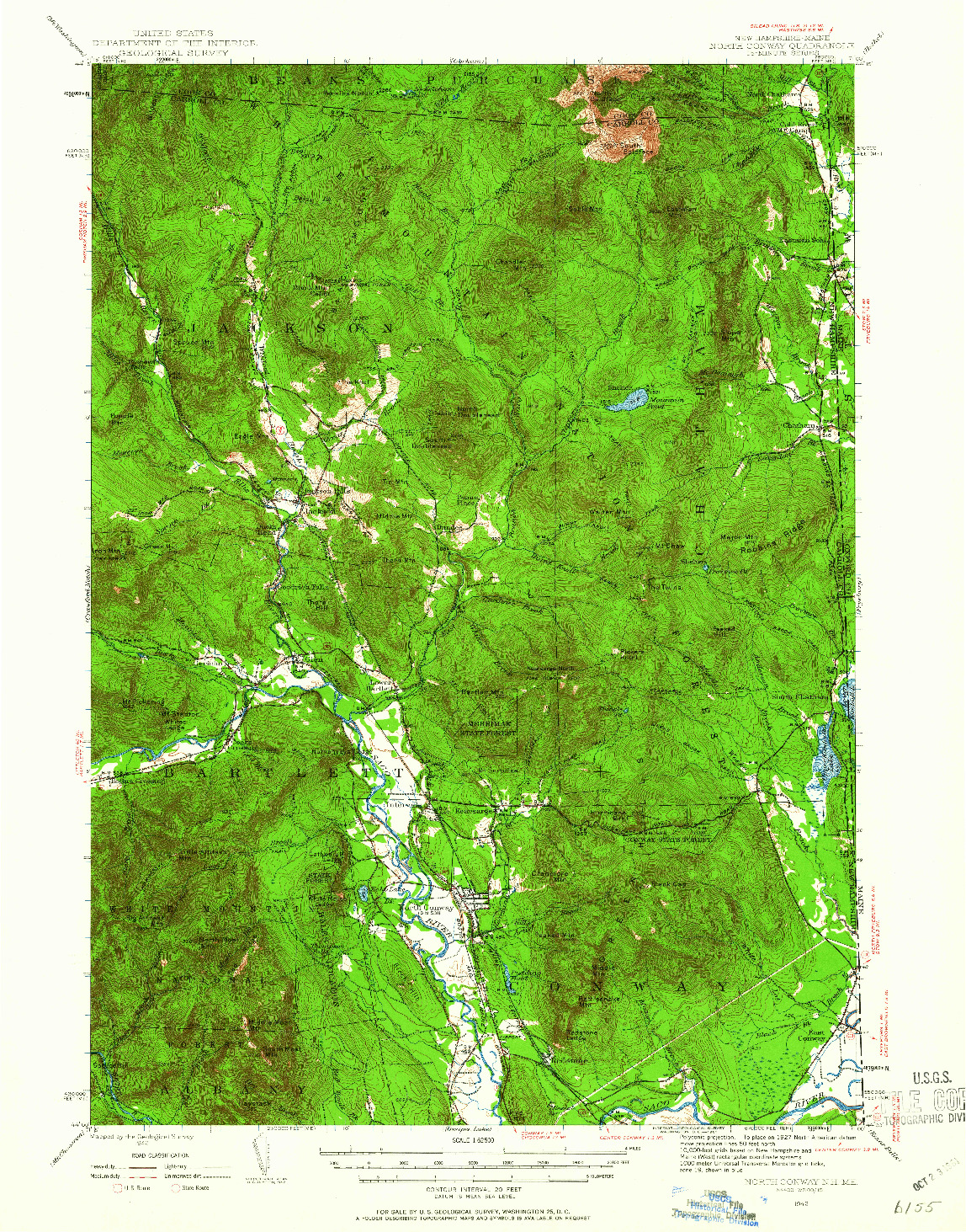 USGS 1:62500-SCALE QUADRANGLE FOR NORTH CONWAY, NH 1942