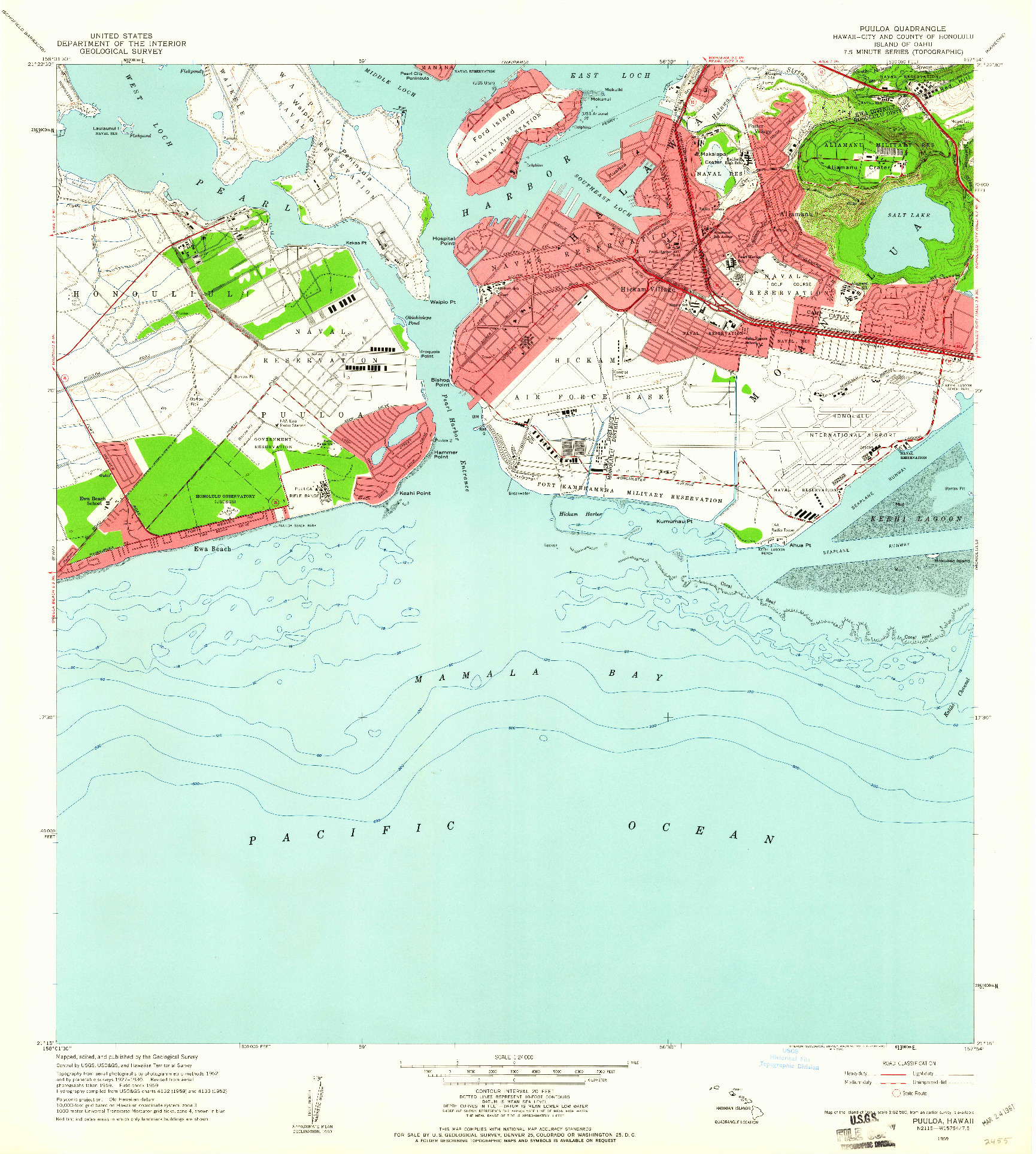 USGS 1:24000-SCALE QUADRANGLE FOR PUULOA, HI 1959