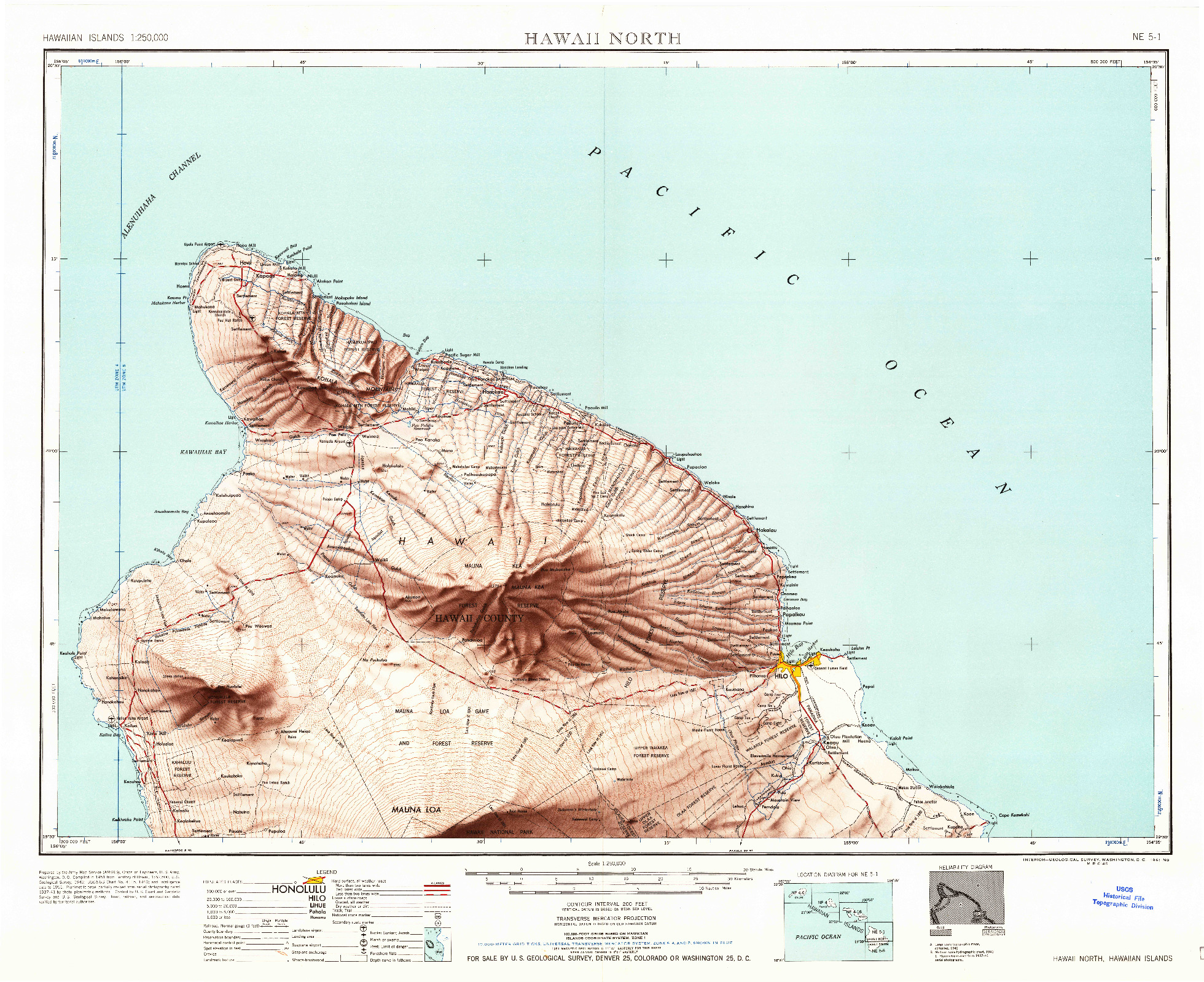 USGS 1:250000-SCALE QUADRANGLE FOR HAWAII NORTH, HI 1961