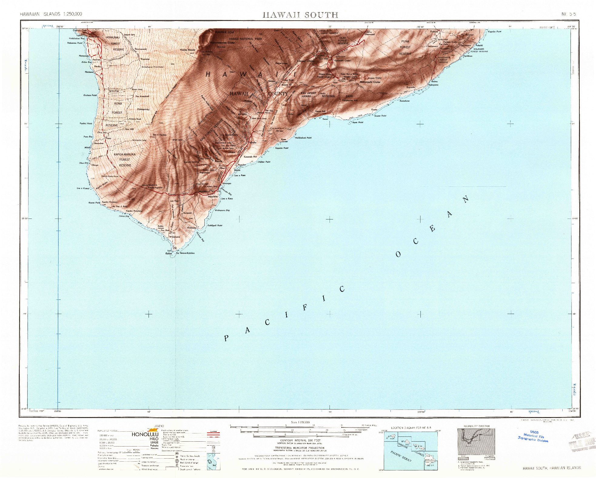 USGS 1:250000-SCALE QUADRANGLE FOR HAWAII SOUTH, HI 1961