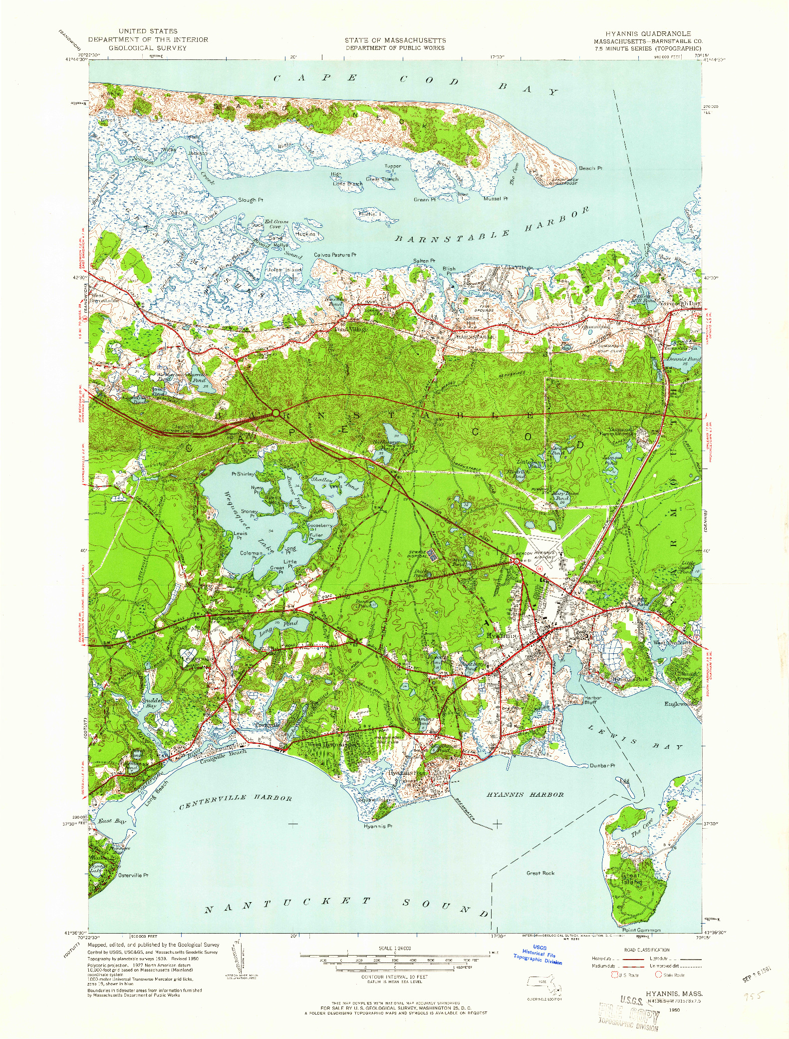 USGS 1:24000-SCALE QUADRANGLE FOR HYANNIS, MA 1950