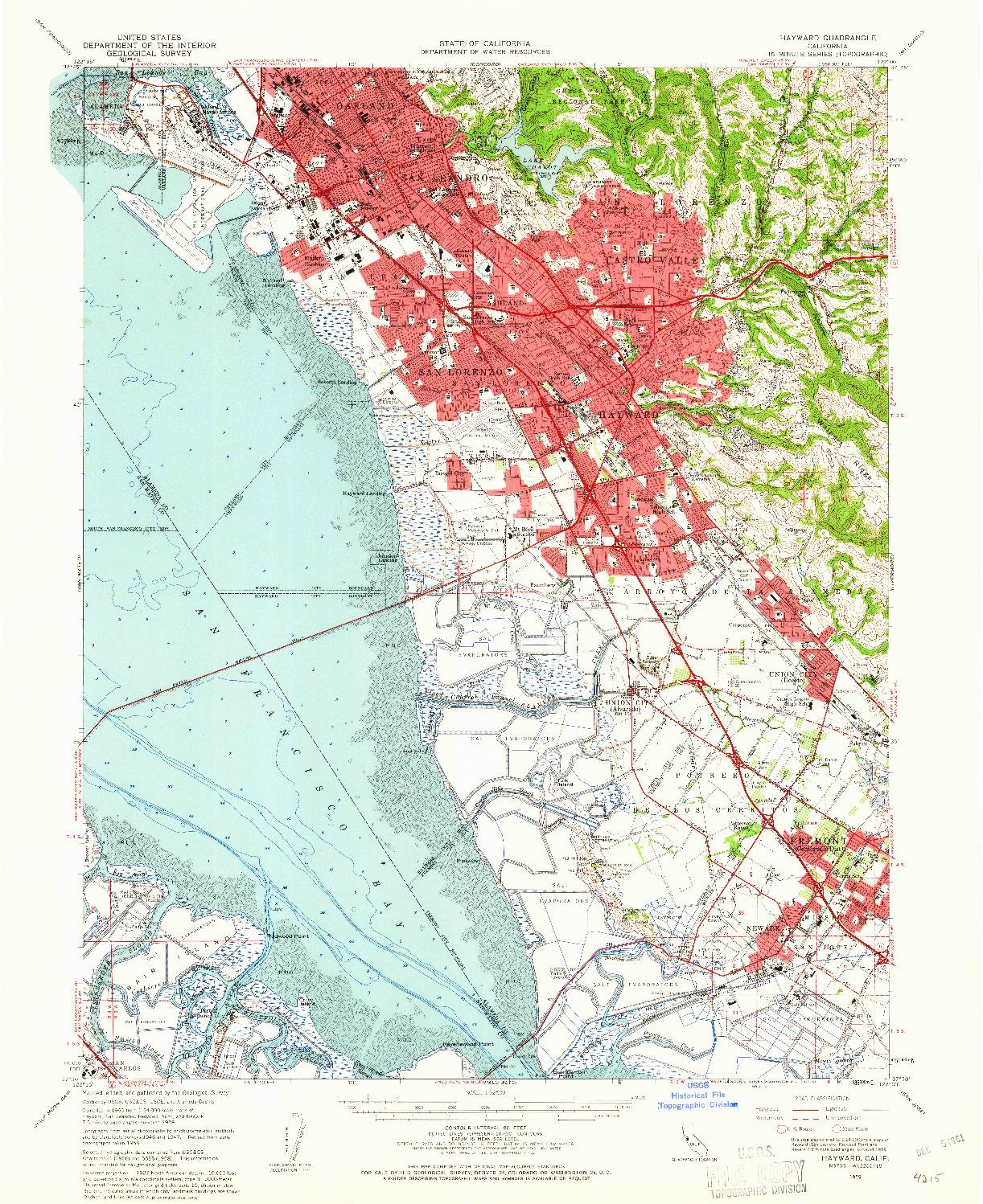 USGS 1:62500-SCALE QUADRANGLE FOR HAYWARD, CA 1959