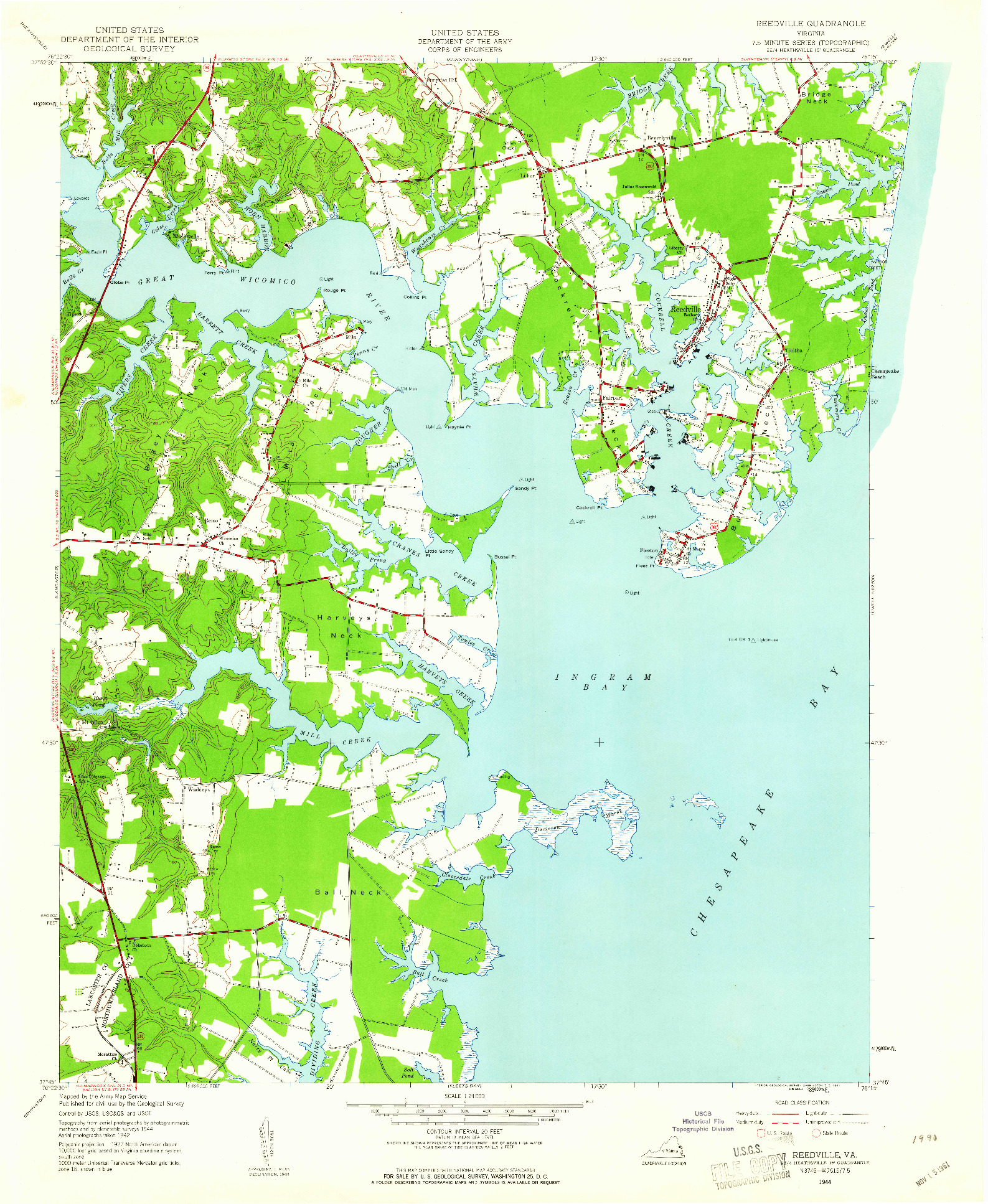 USGS 1:24000-SCALE QUADRANGLE FOR REEDVILLE, VA 1944