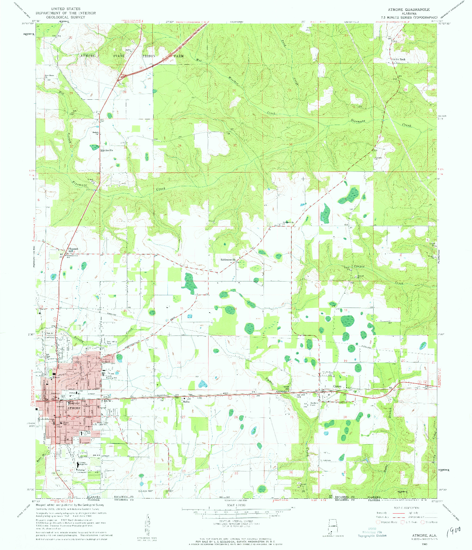 USGS 1:24000-SCALE QUADRANGLE FOR ATMORE, AL 1960