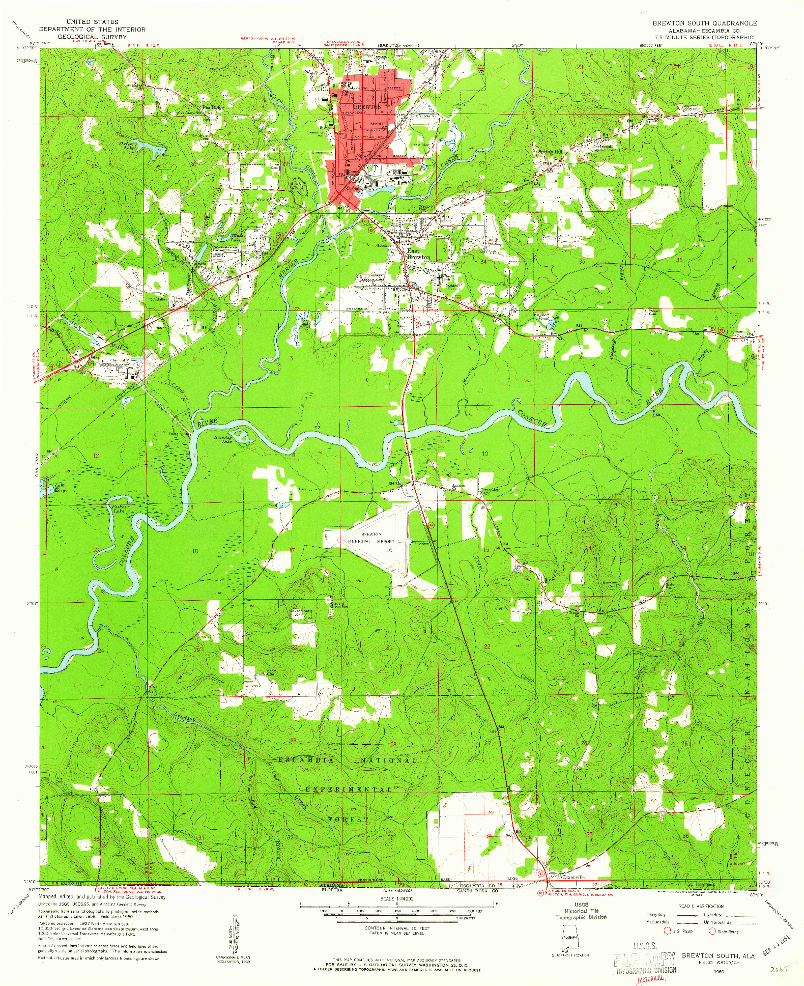 USGS 1:24000-SCALE QUADRANGLE FOR BREWTON SOUTH, AL 1960