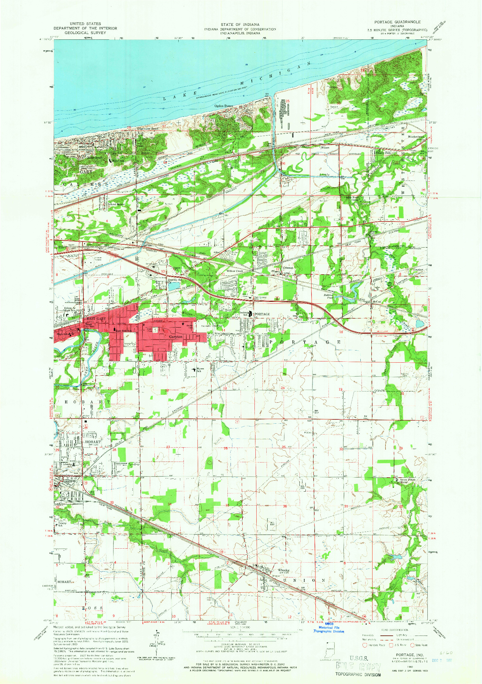 USGS 1:24000-SCALE QUADRANGLE FOR PORTAGE, IN 1960