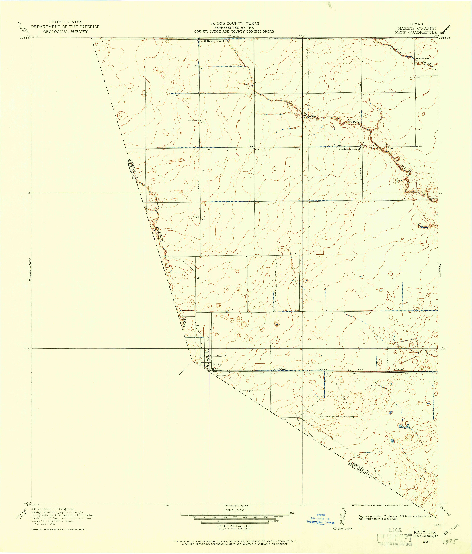 USGS 1:24000-SCALE QUADRANGLE FOR KATY, TX 1915