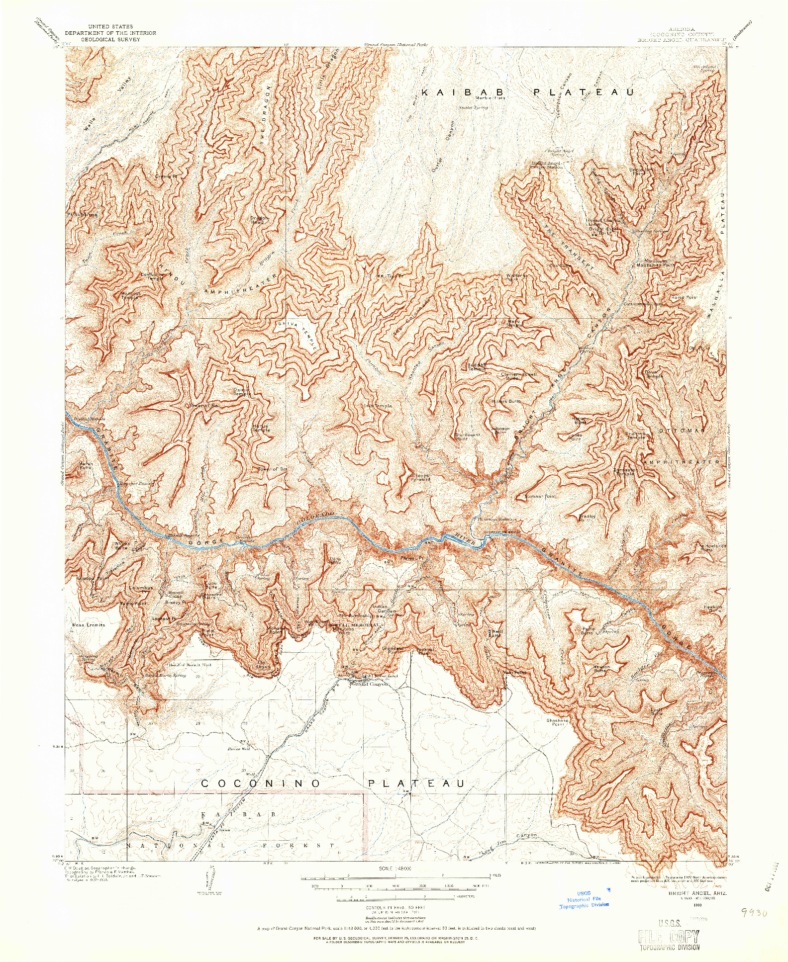 USGS 1:48000-SCALE QUADRANGLE FOR BRIGHT ANGEL, AZ 1903