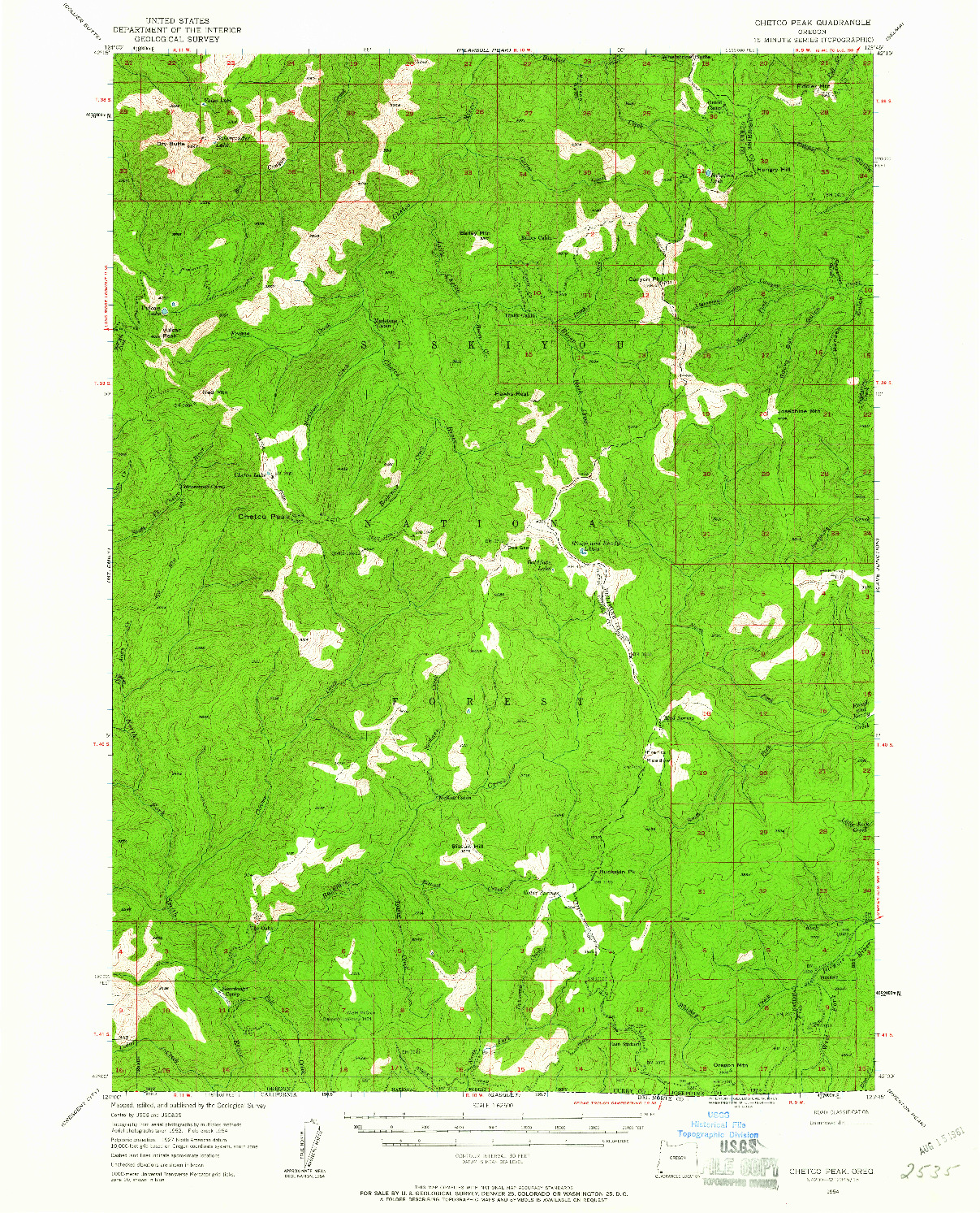 USGS 1:62500-SCALE QUADRANGLE FOR CHETCO PEAK, OR 1954