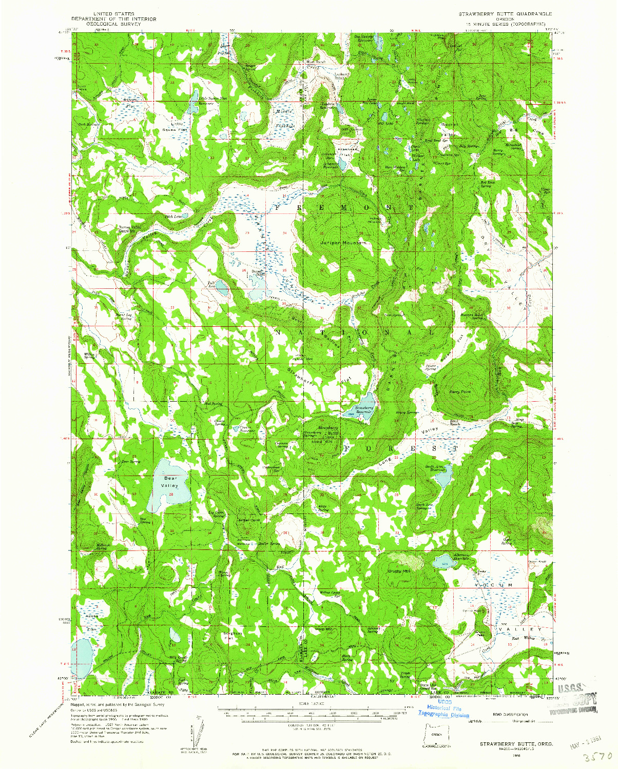 USGS 1:62500-SCALE QUADRANGLE FOR STRAWBERRY BUTTE, OR 1960