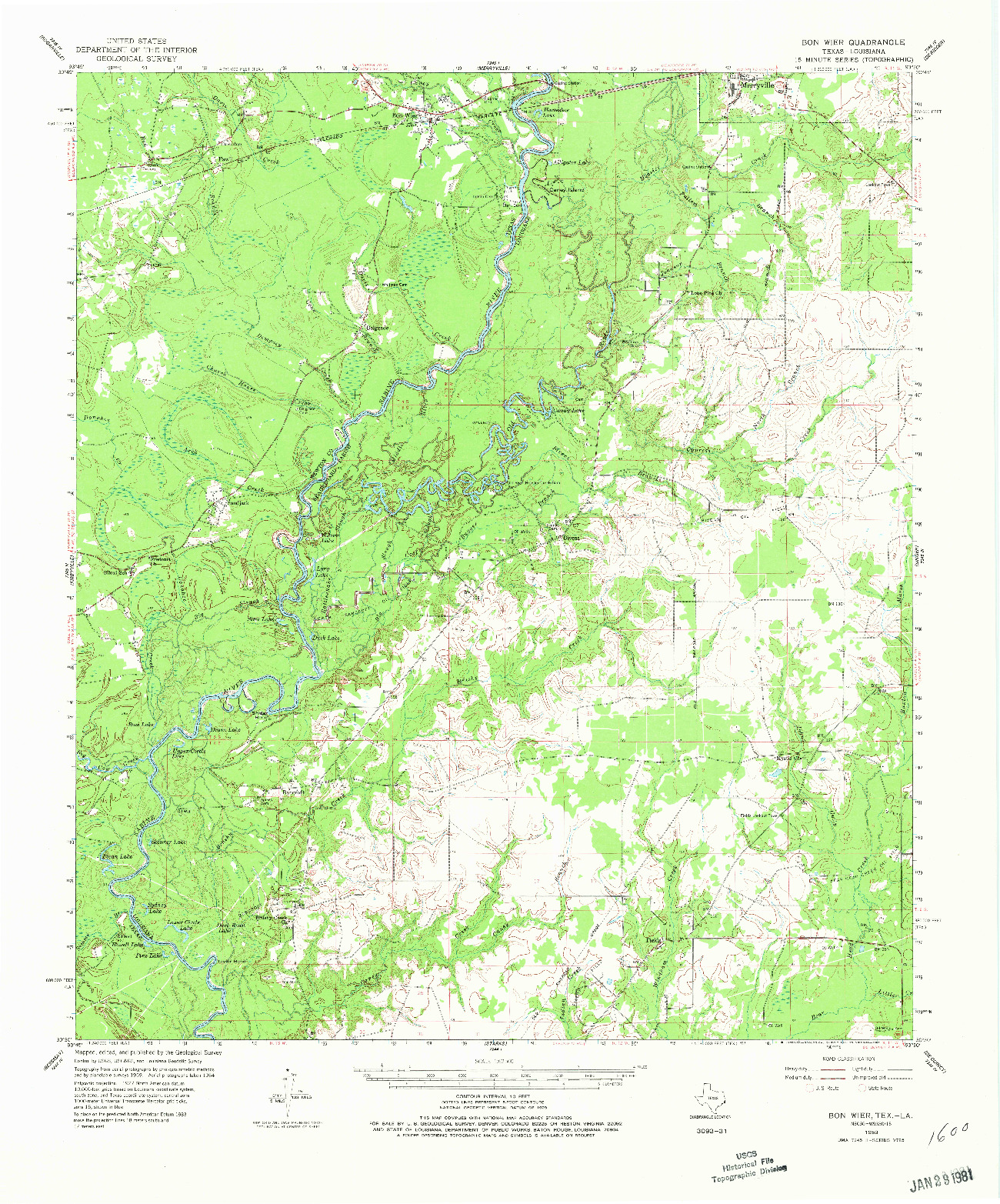 USGS 1:62500-SCALE QUADRANGLE FOR BON WIER, TX 1959