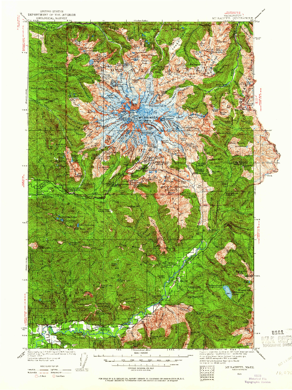 USGS 1:125000-SCALE QUADRANGLE FOR MT RAINIER, WA 1924