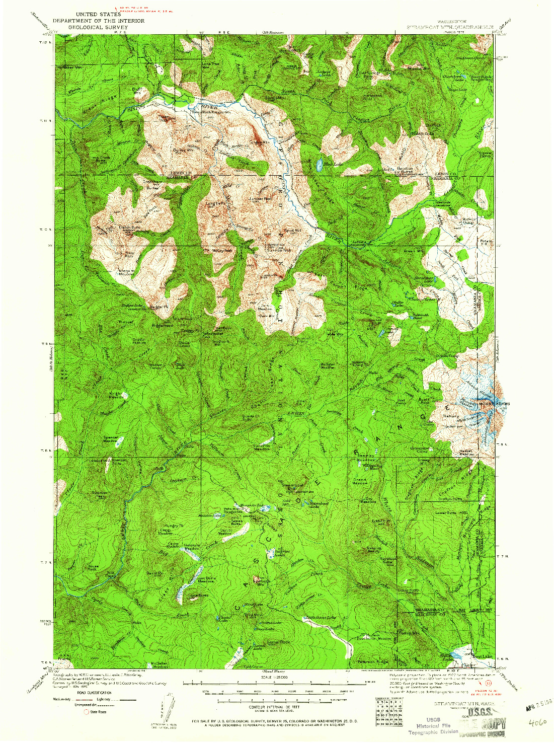 USGS 1:125000-SCALE QUADRANGLE FOR STEAMBOAT MTN, WA 1926