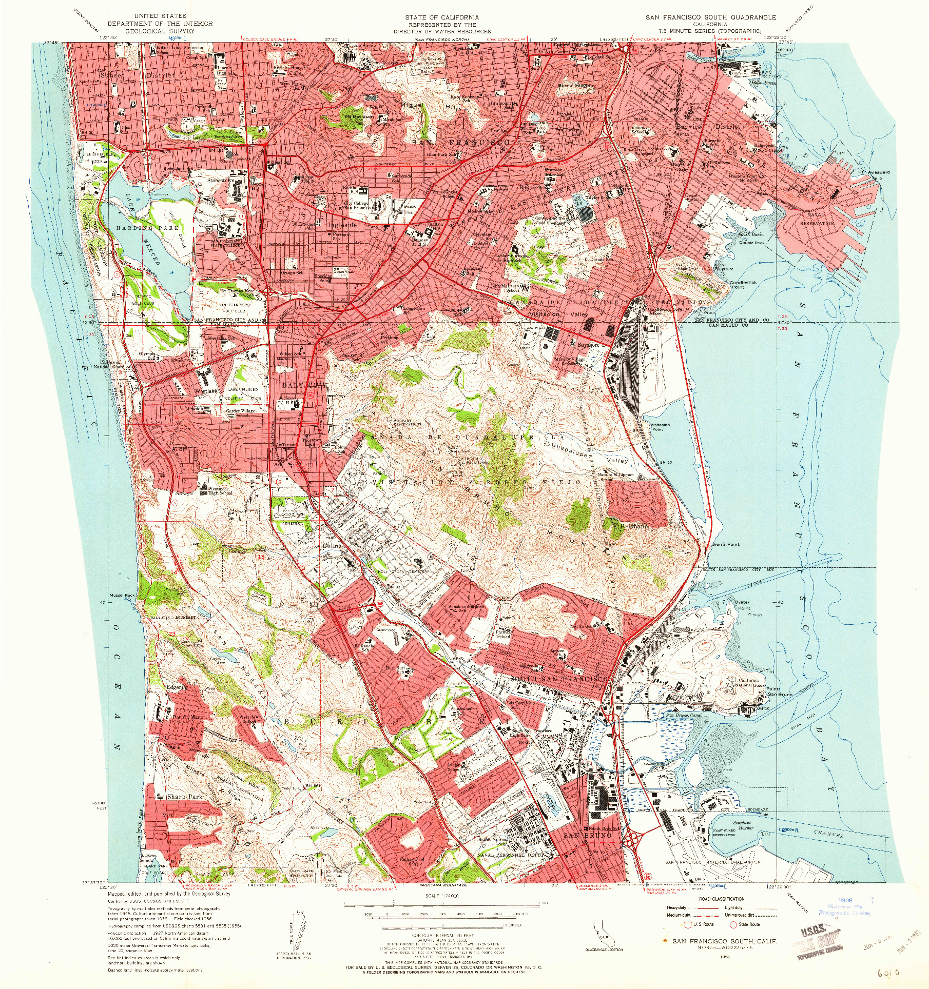 USGS 1:24000-SCALE QUADRANGLE FOR SAN FRANCISCO SOUTH, CA 1956