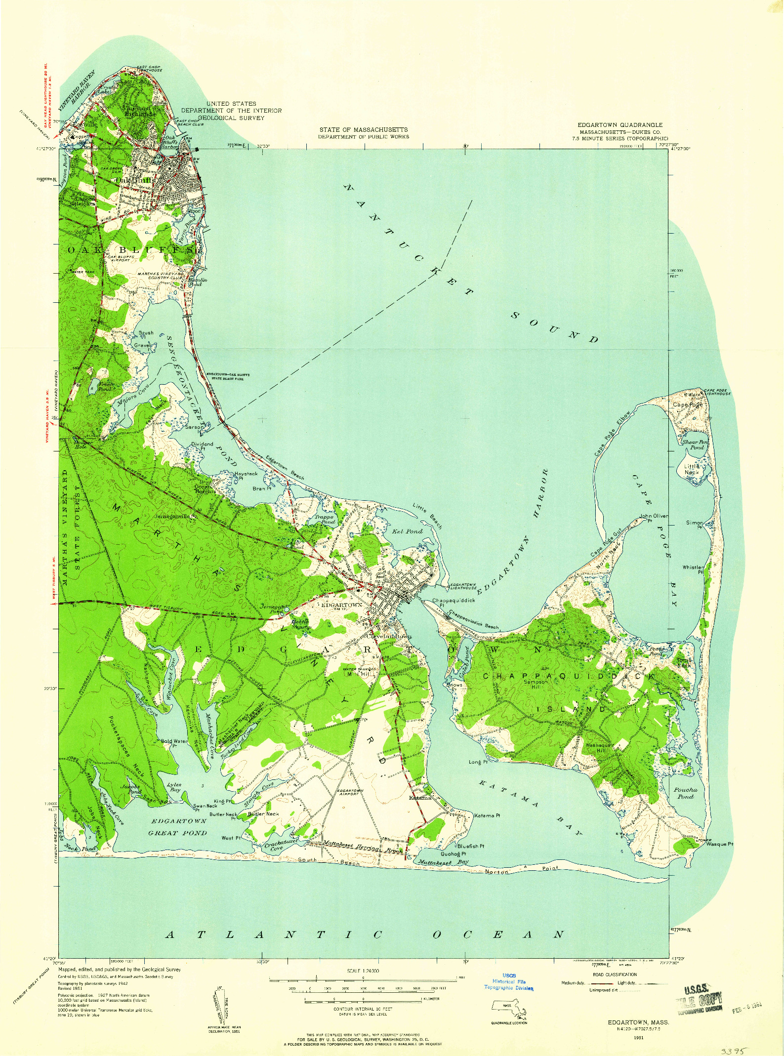 USGS 1:24000-SCALE QUADRANGLE FOR EDGARTOWN, MA 1951