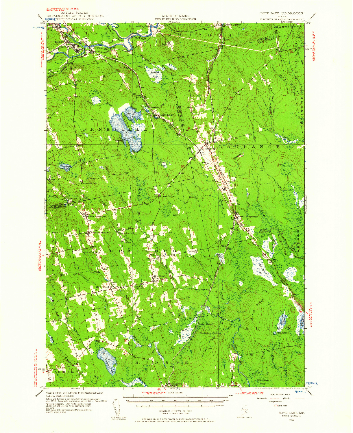 USGS 1:62500-SCALE QUADRANGLE FOR BOYD LAKE, ME 1955