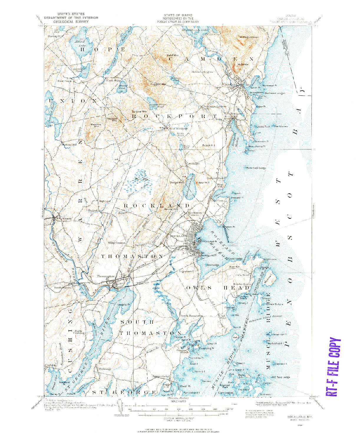 USGS 1:62500-SCALE QUADRANGLE FOR ROCKLAND, ME 1904