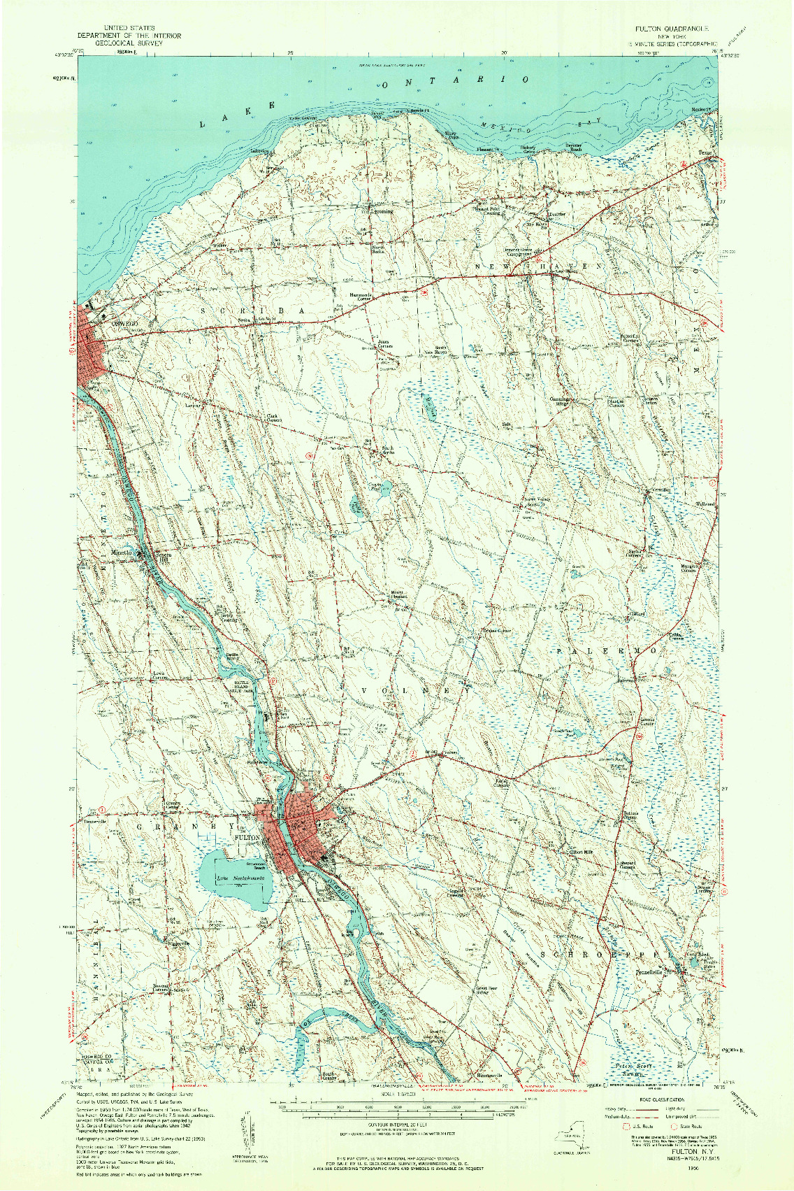 USGS 1:62500-SCALE QUADRANGLE FOR FULTON, NY 1956