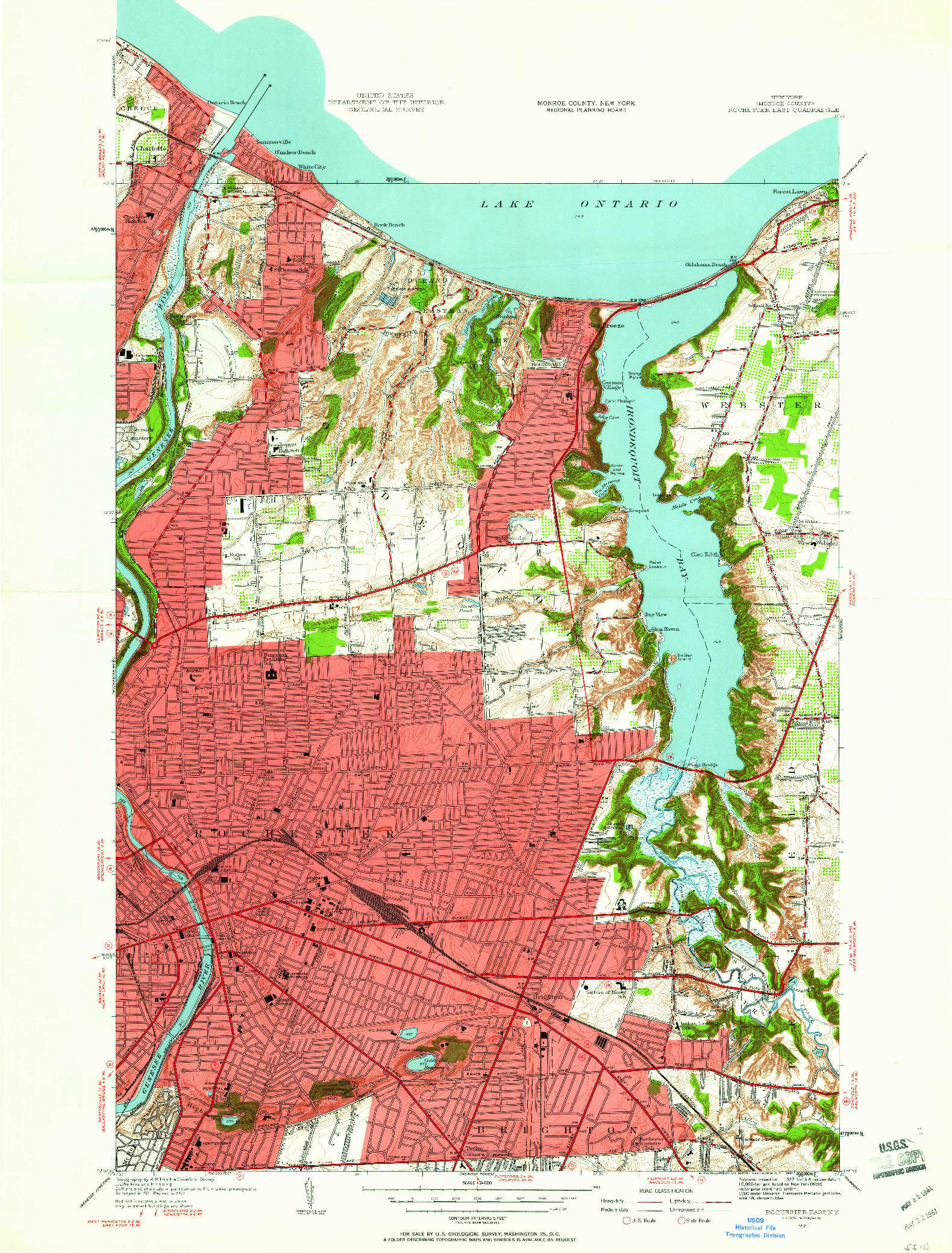 USGS 1:24000-SCALE QUADRANGLE FOR ROCHESTER EAST, NY 1952