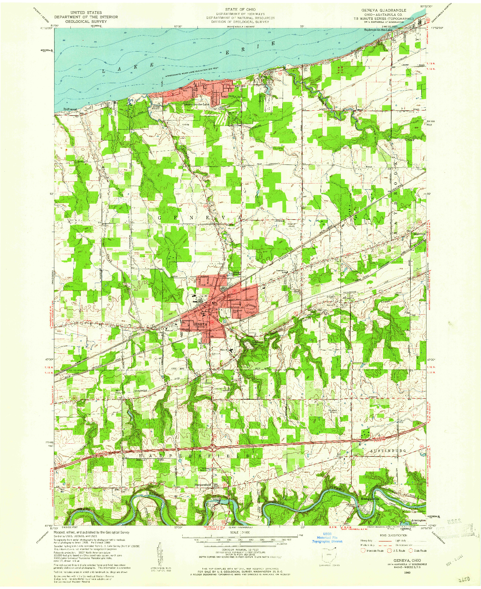 USGS 1:24000-SCALE QUADRANGLE FOR GENEVA, OH 1960