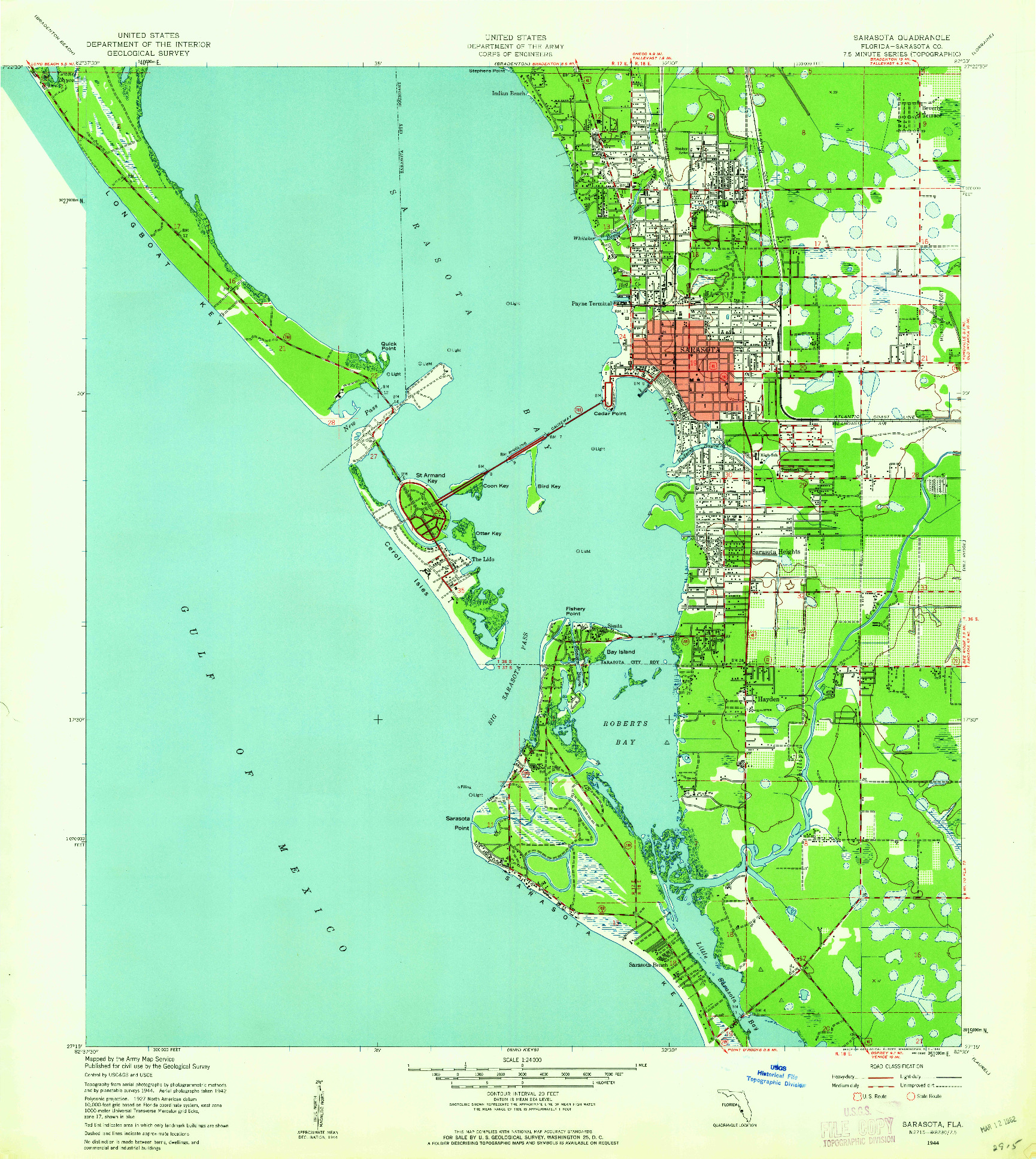 USGS 1:24000-SCALE QUADRANGLE FOR SARASOTA, FL 1944