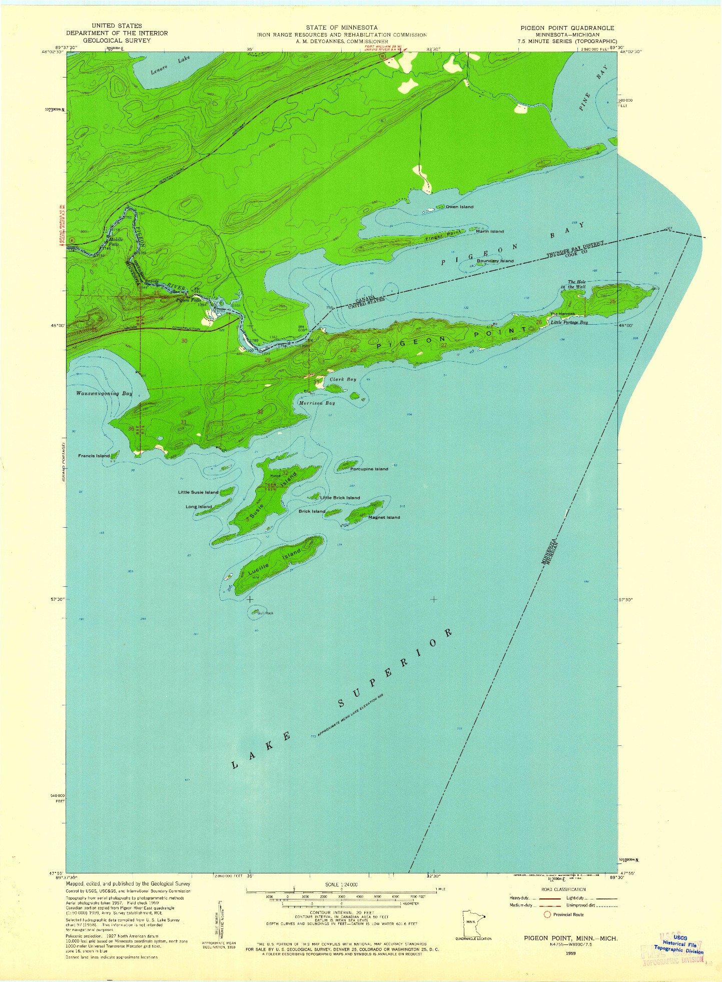 USGS 1:24000-SCALE QUADRANGLE FOR PIGEON POINT, MN 1959