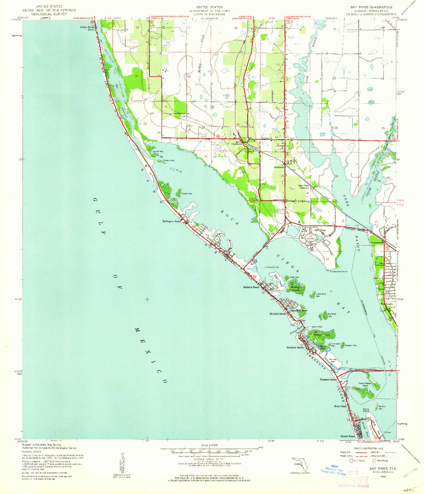 USGS 1:24000-SCALE QUADRANGLE FOR BAY PINES, FL 1943