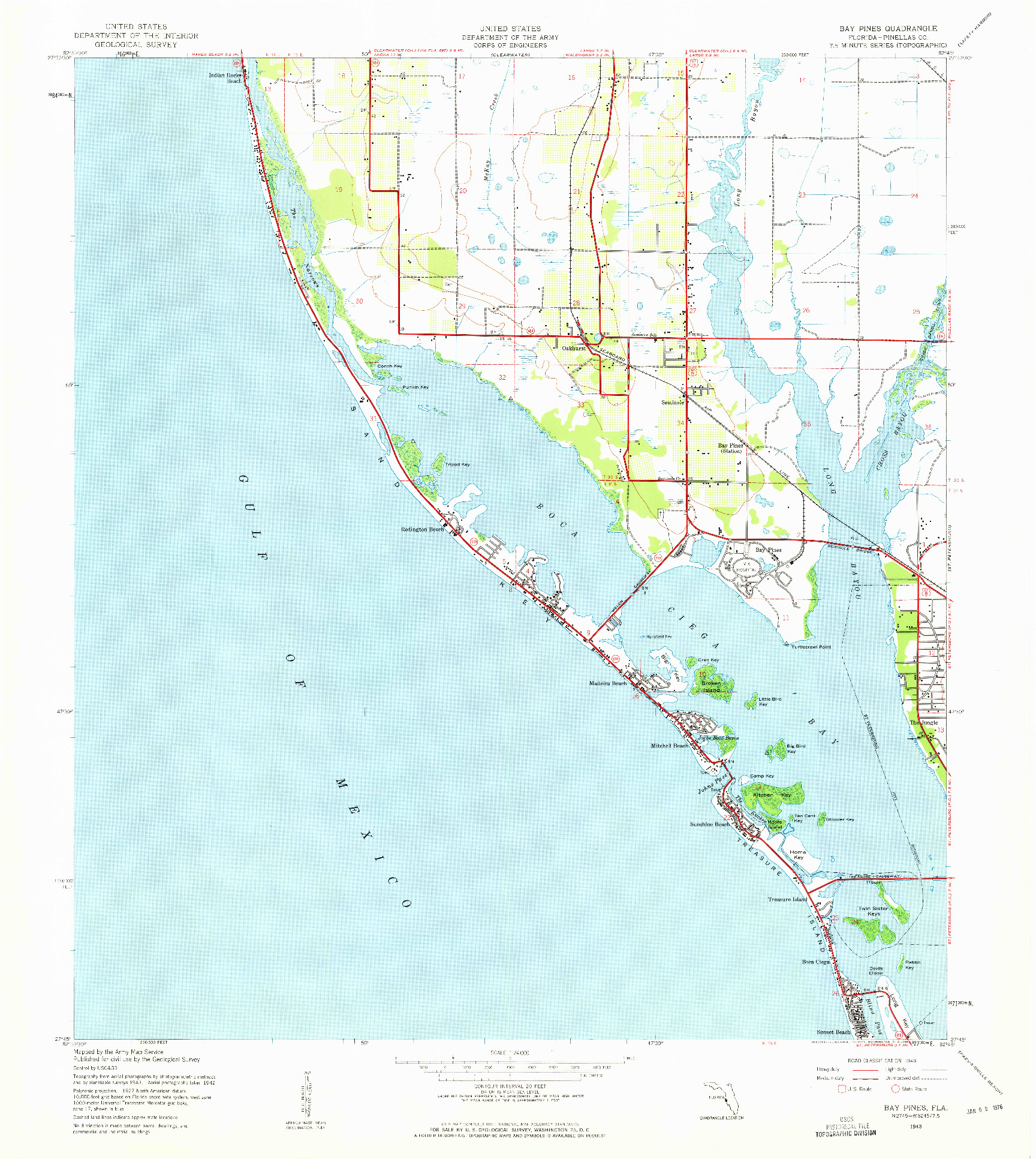 USGS 1:24000-SCALE QUADRANGLE FOR BAY PINES, FL 1943