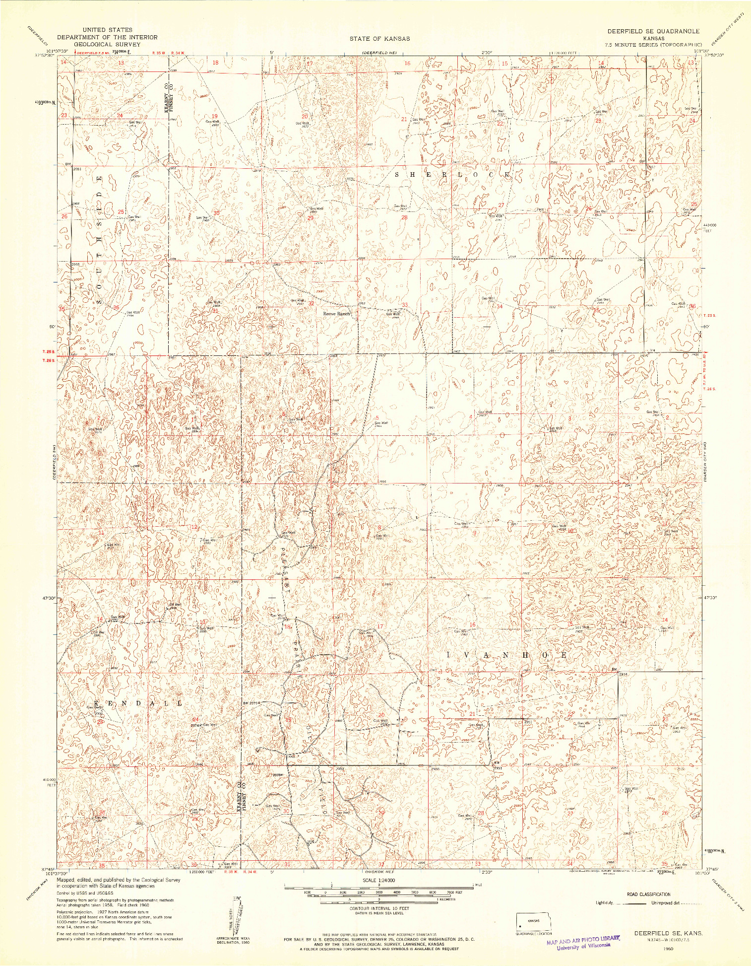 USGS 1:24000-SCALE QUADRANGLE FOR DEERFIELD SE, KS 1960