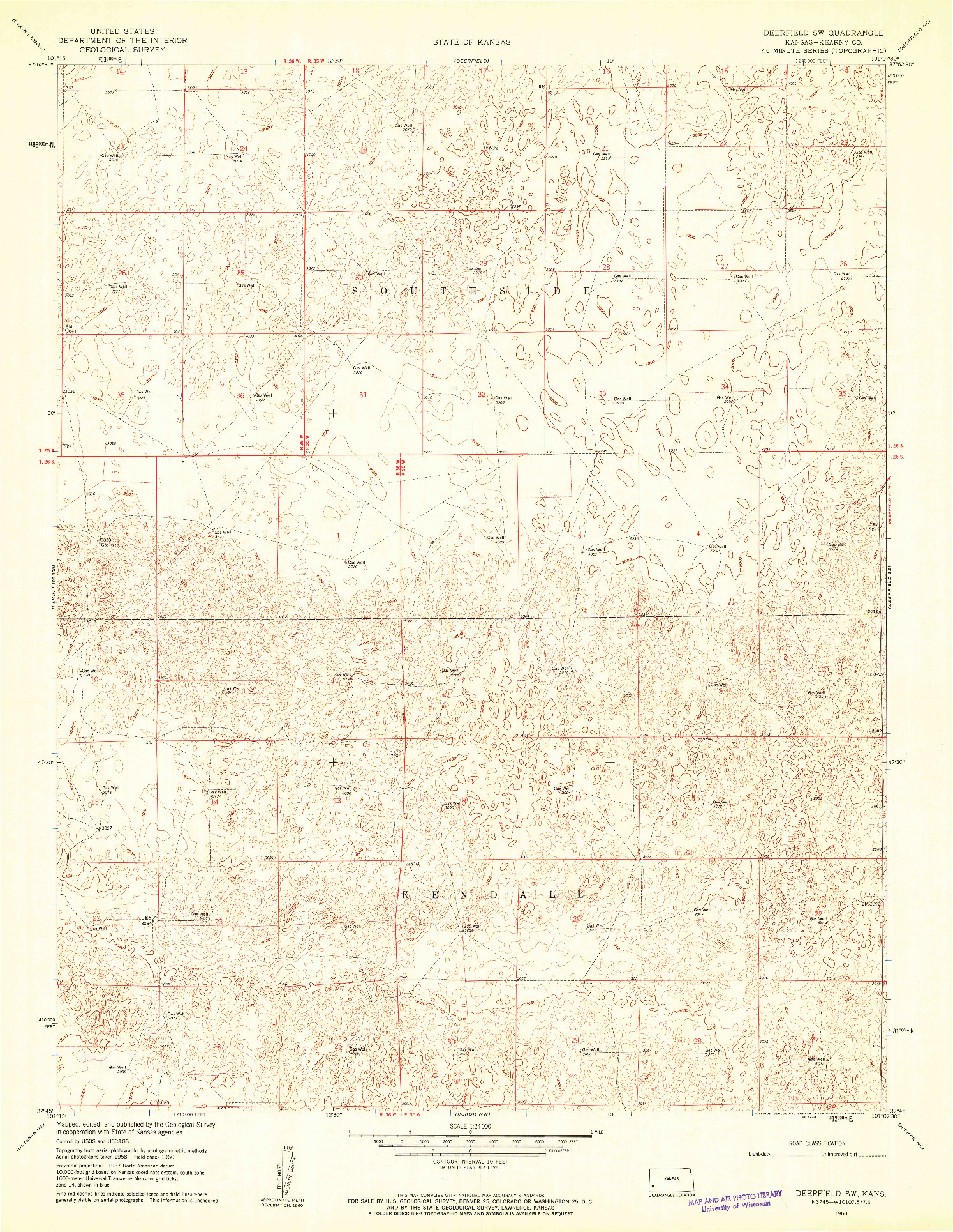 USGS 1:24000-SCALE QUADRANGLE FOR DEERFIELD SW, KS 1960