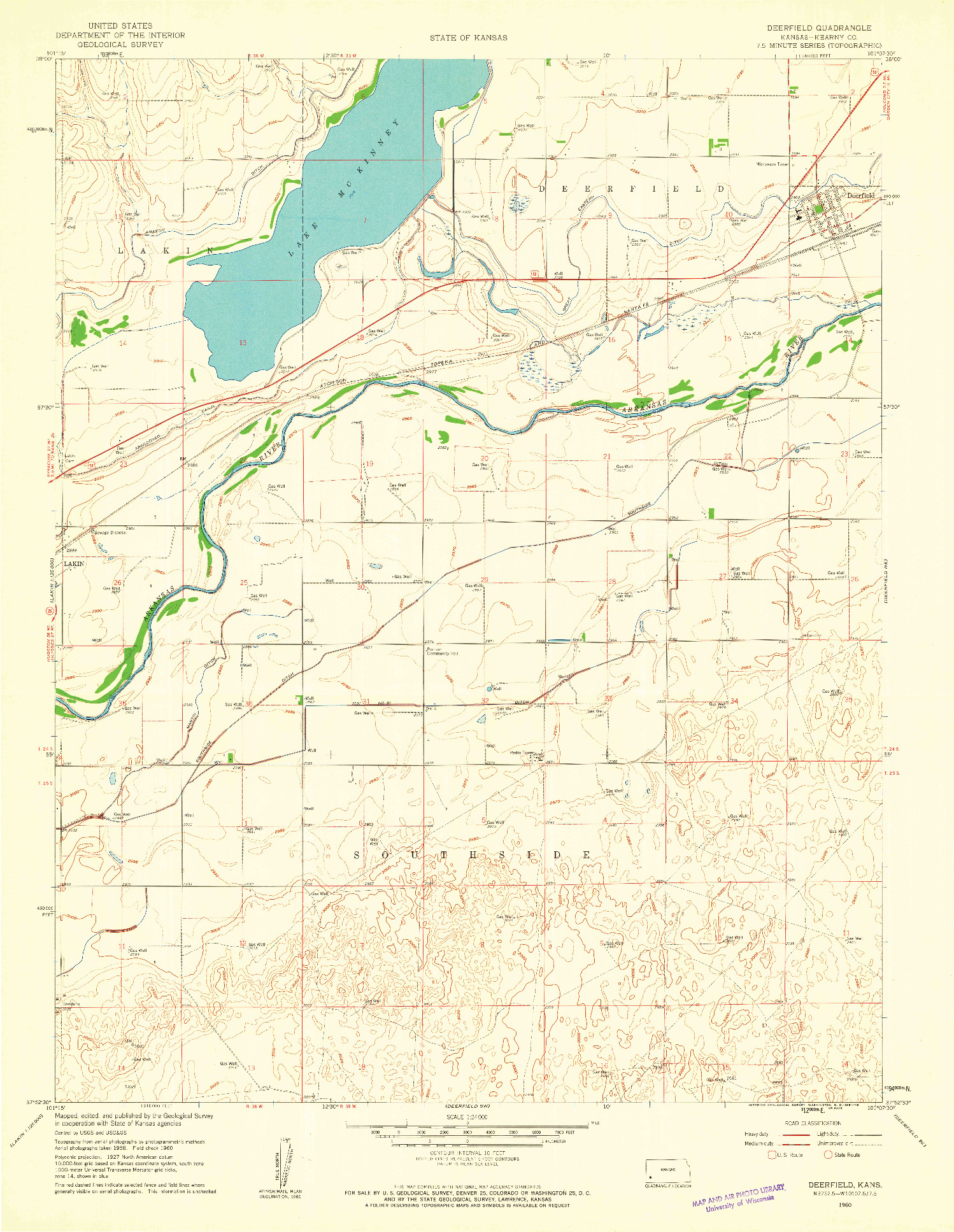 USGS 1:24000-SCALE QUADRANGLE FOR DEERFIELD, KS 1960
