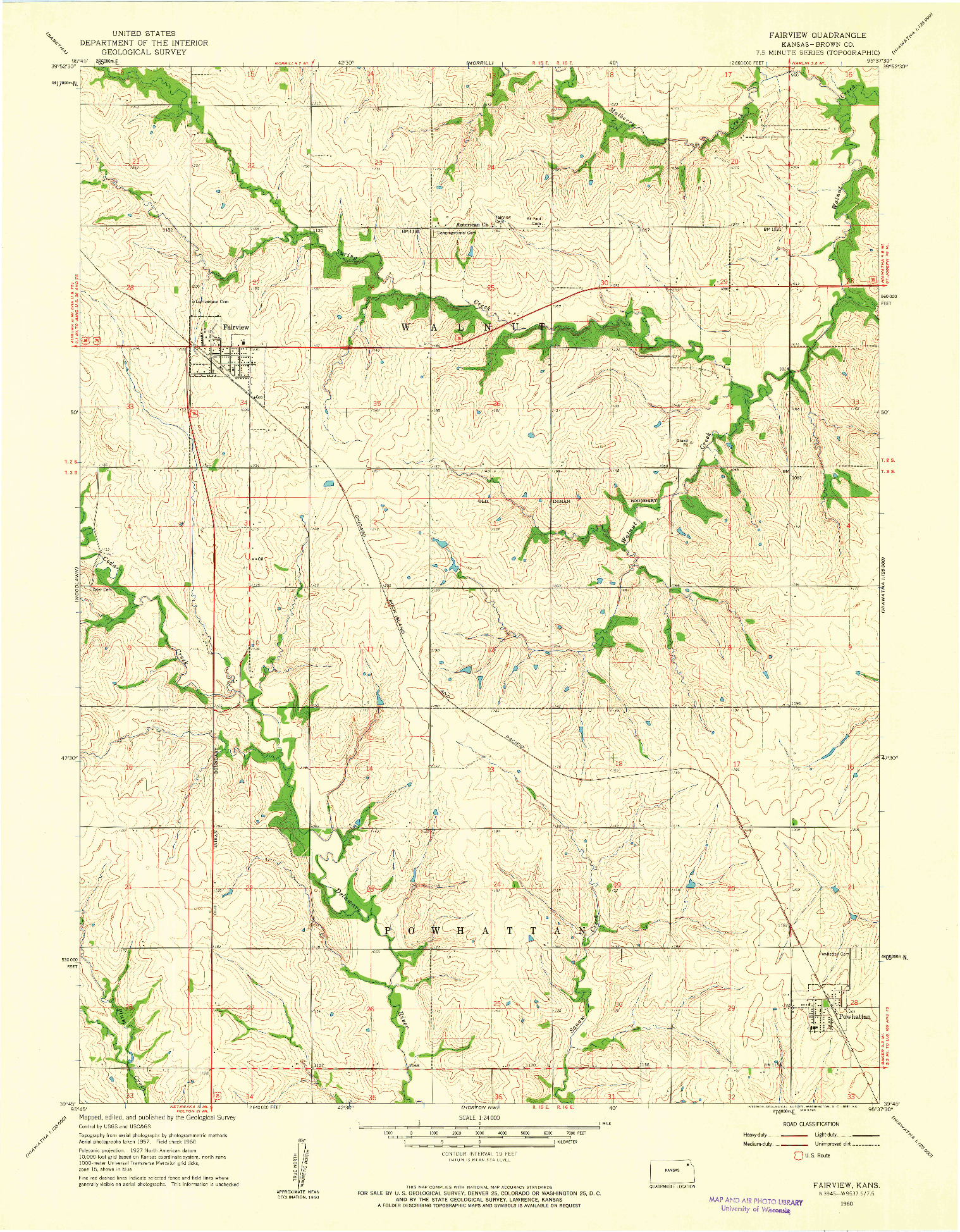 USGS 1:24000-SCALE QUADRANGLE FOR FAIRVIEW, KS 1960
