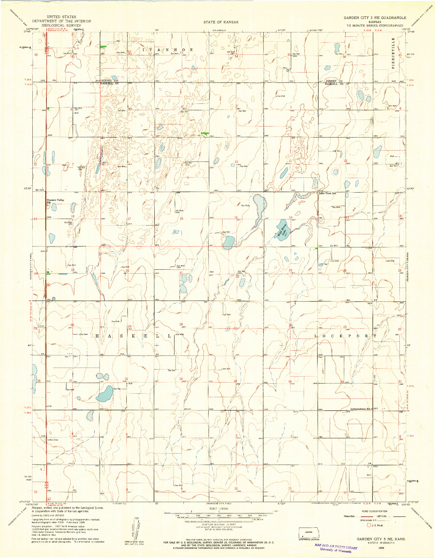 USGS 1:24000-SCALE QUADRANGLE FOR GARDEN CITY 3 NE, KS 1959