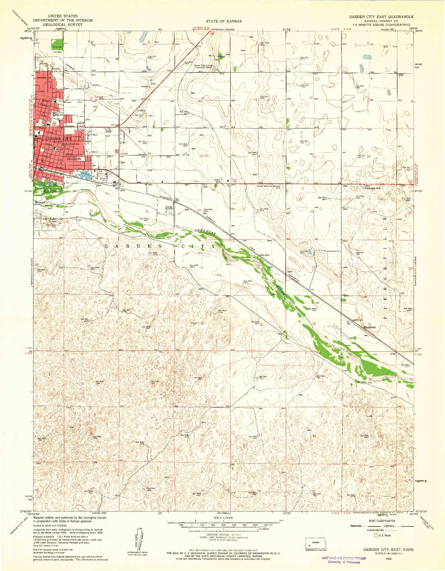USGS 1:24000-SCALE QUADRANGLE FOR GARDEN CITY EAST, KS 1960