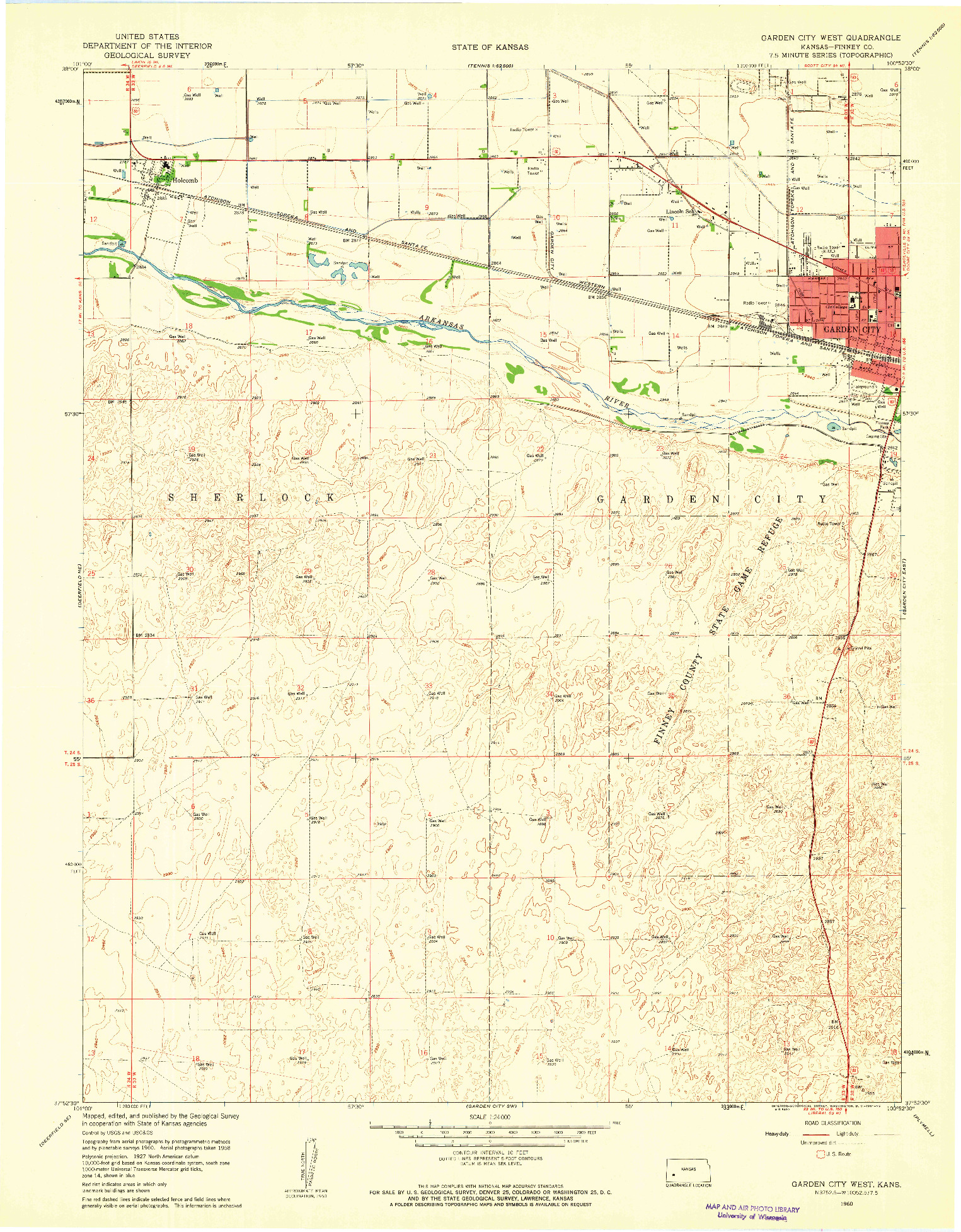 USGS 1:24000-SCALE QUADRANGLE FOR GARDEN CITY WEST, KS 1960