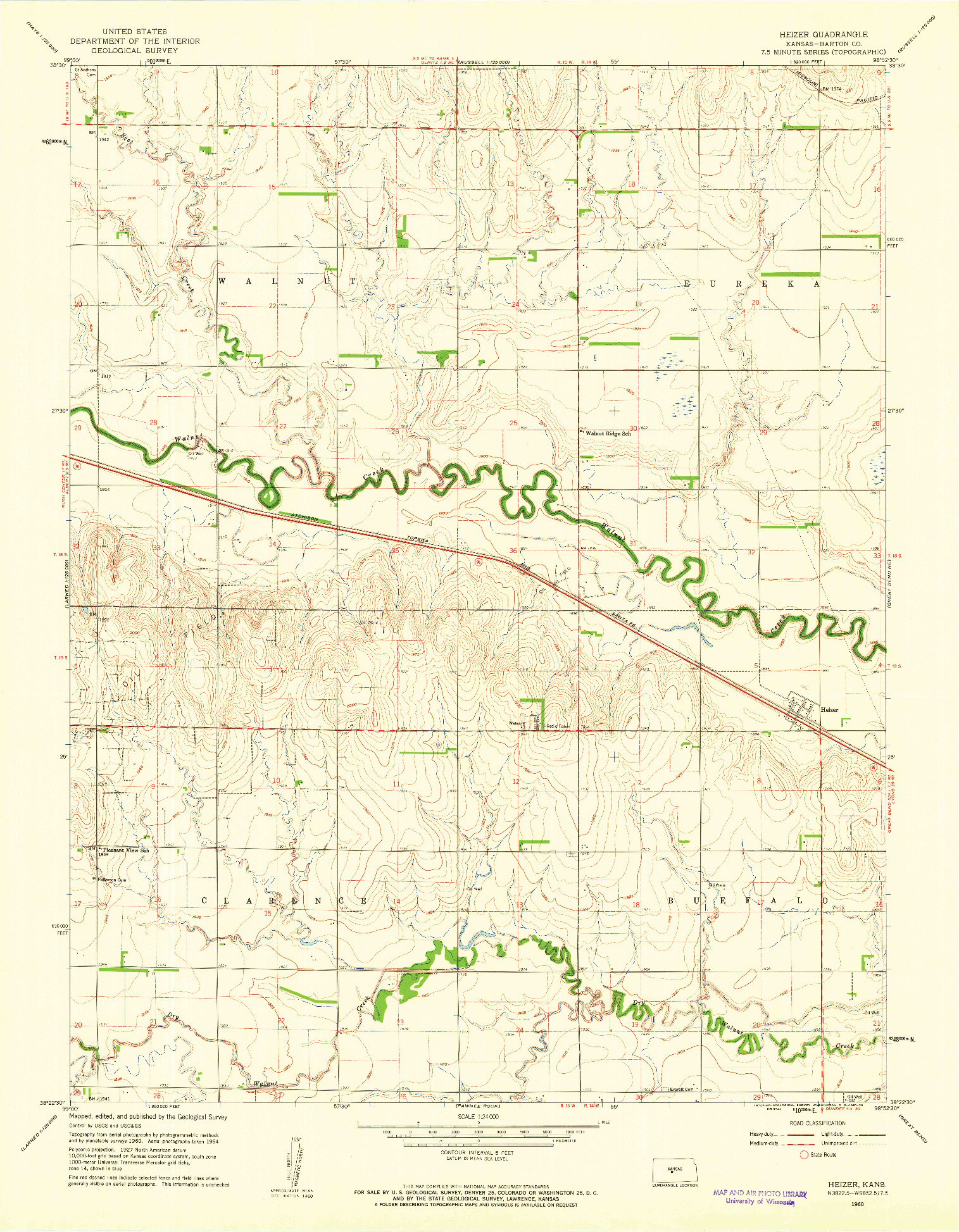 USGS 1:24000-SCALE QUADRANGLE FOR HEIZER, KS 1960