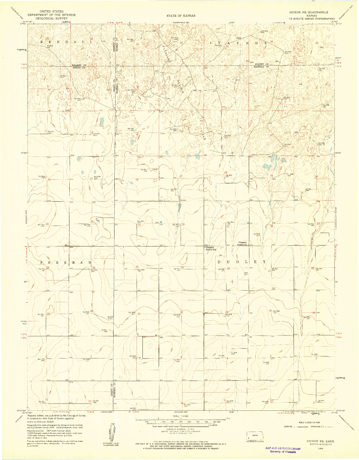 USGS 1:24000-SCALE QUADRANGLE FOR HICKOK NE, KS 1959