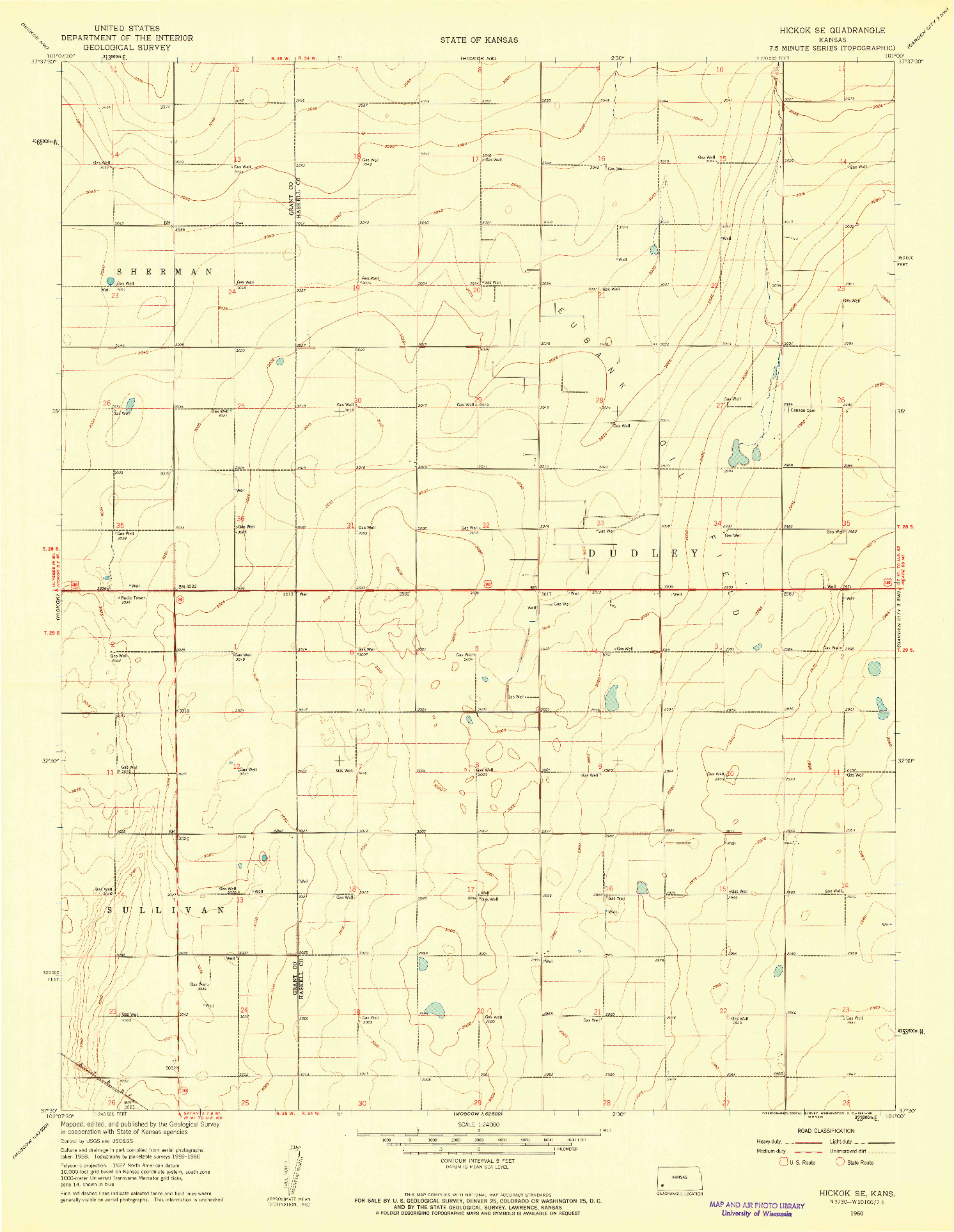 USGS 1:24000-SCALE QUADRANGLE FOR HICKOK SE, KS 1960