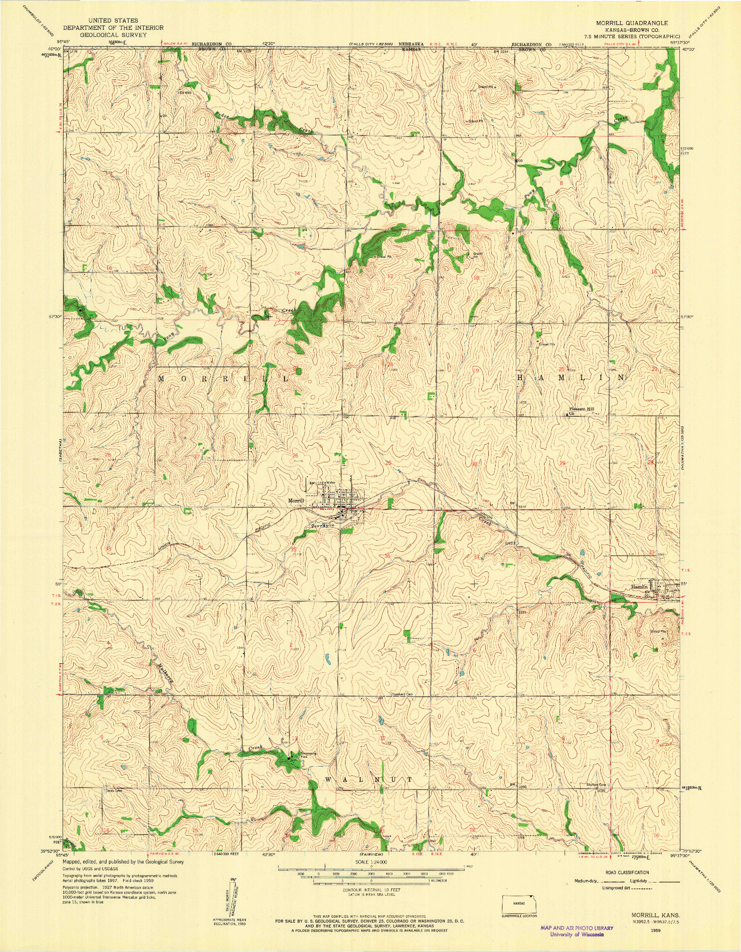 USGS 1:24000-SCALE QUADRANGLE FOR MORRILL, KS 1959