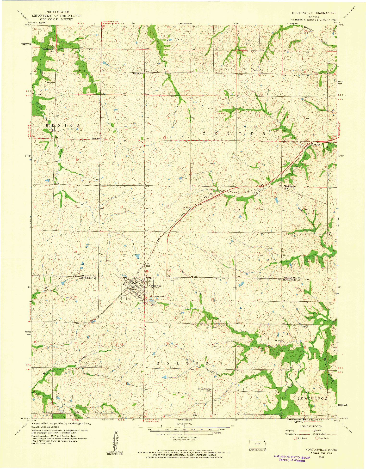 USGS 1:24000-SCALE QUADRANGLE FOR NORTONVILLE, KS 1960