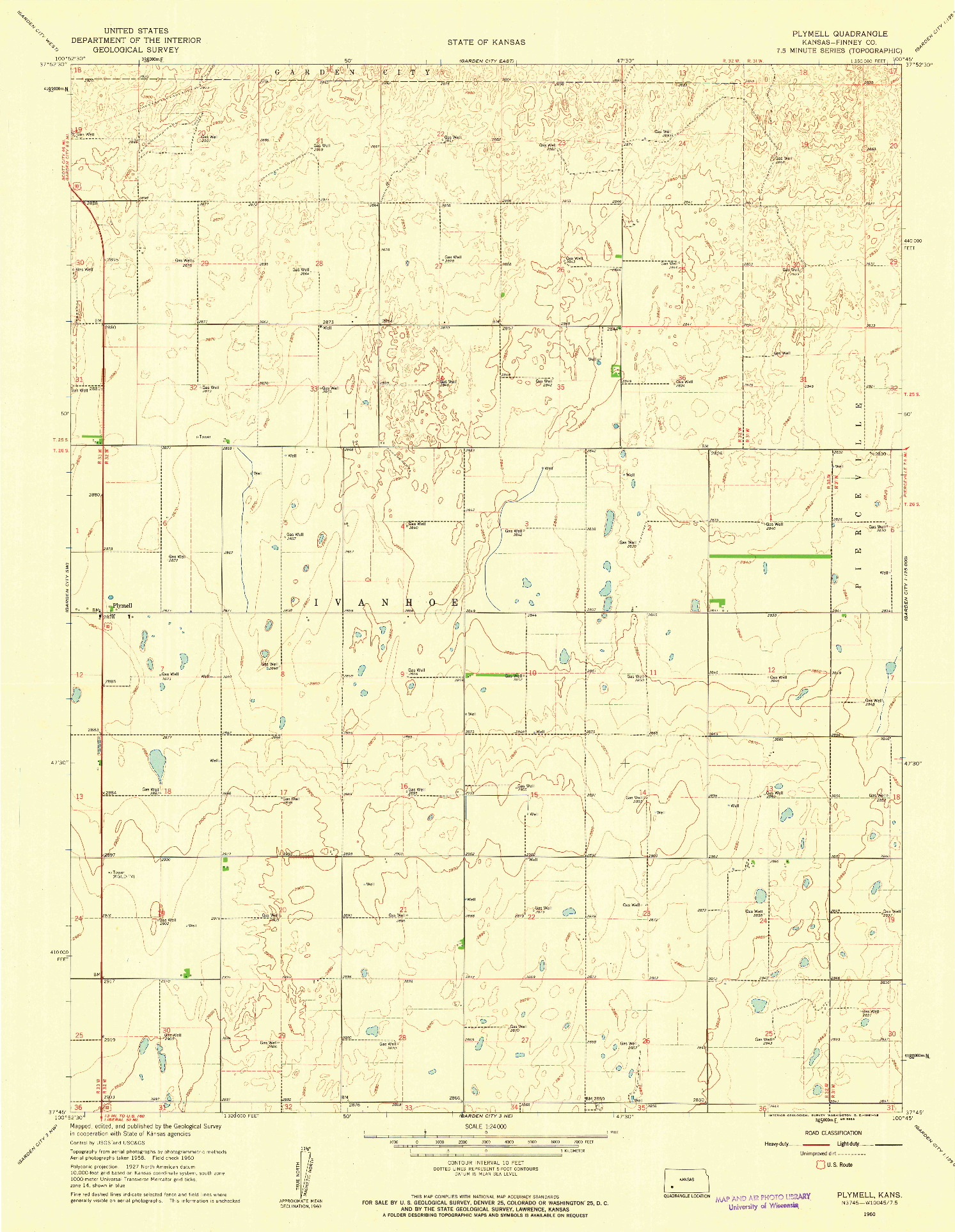USGS 1:24000-SCALE QUADRANGLE FOR PLYMELL, KS 1960