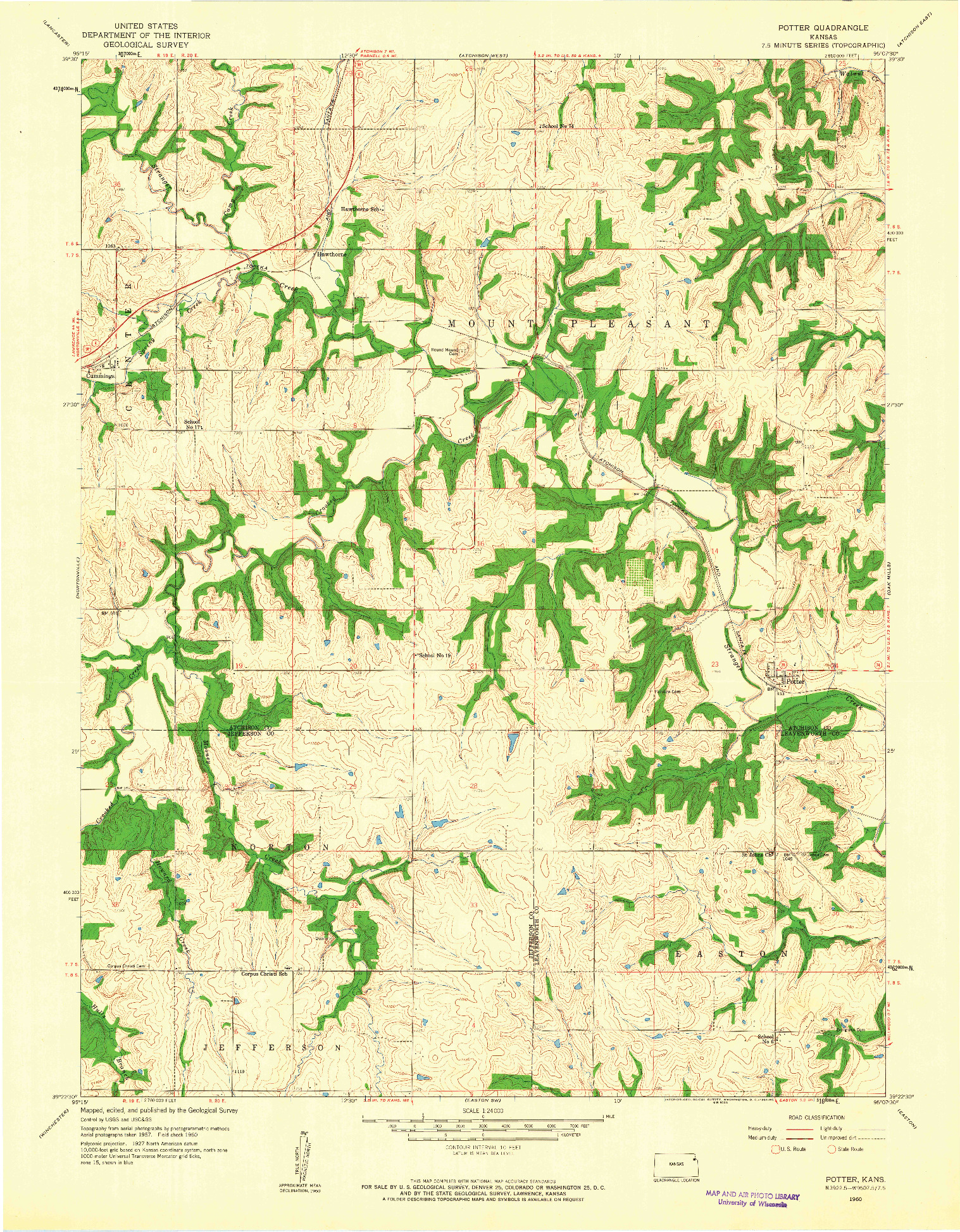 USGS 1:24000-SCALE QUADRANGLE FOR POTTER, KS 1960