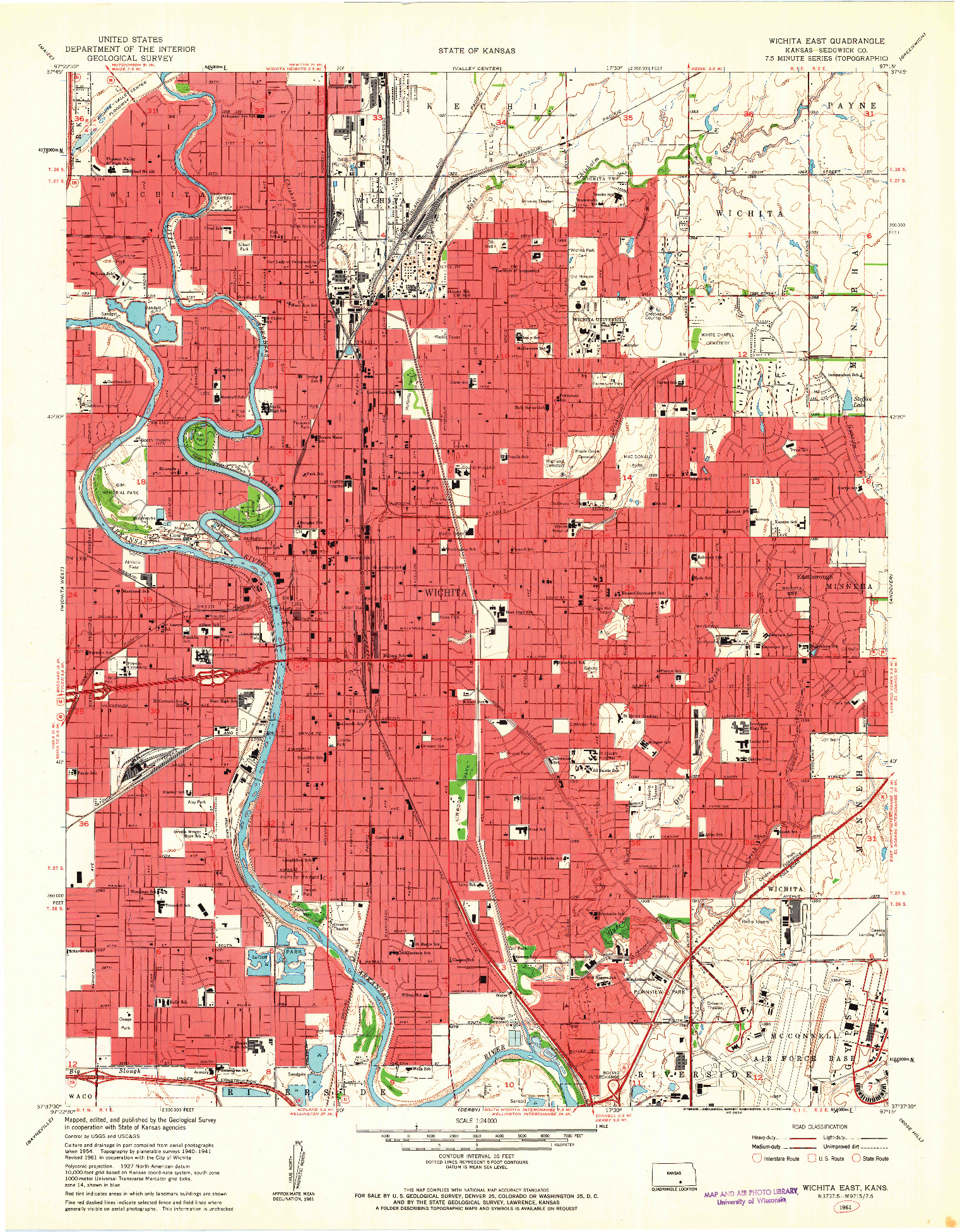 USGS 1:24000-SCALE QUADRANGLE FOR WICHITA EAST, KS 1961