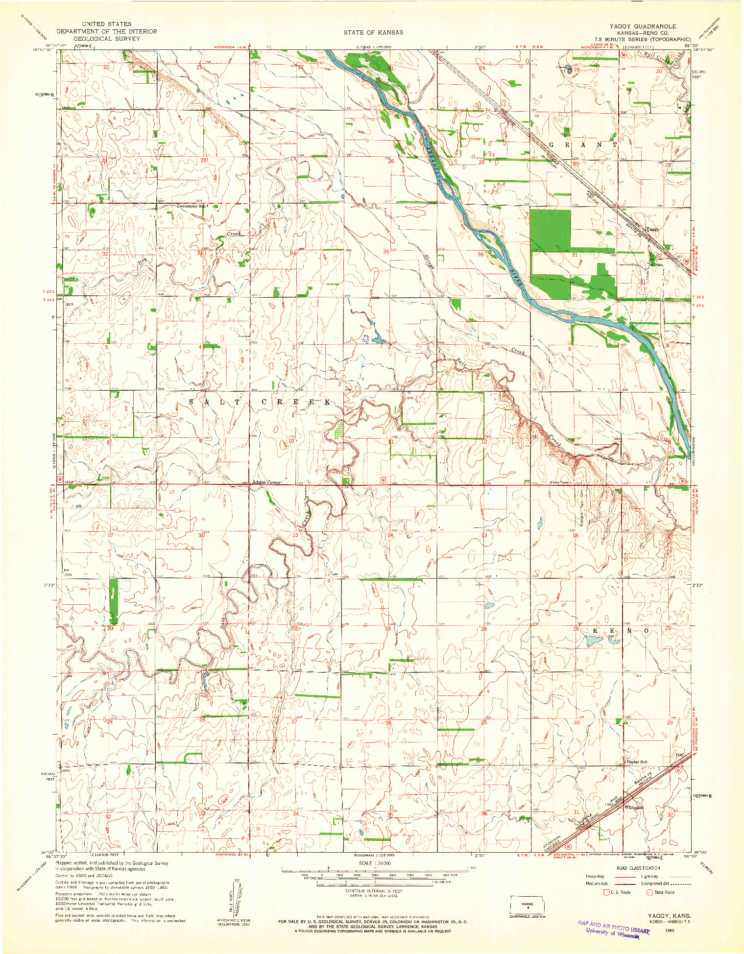 USGS 1:24000-SCALE QUADRANGLE FOR YAGGY, KS 1960