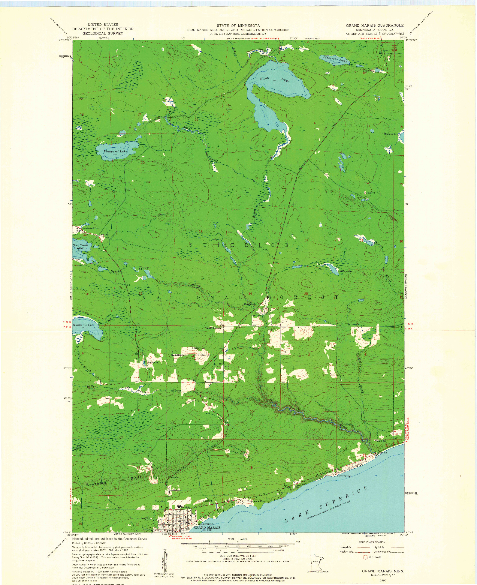 USGS 1:24000-SCALE QUADRANGLE FOR GRAND MARAIS, MN 1960