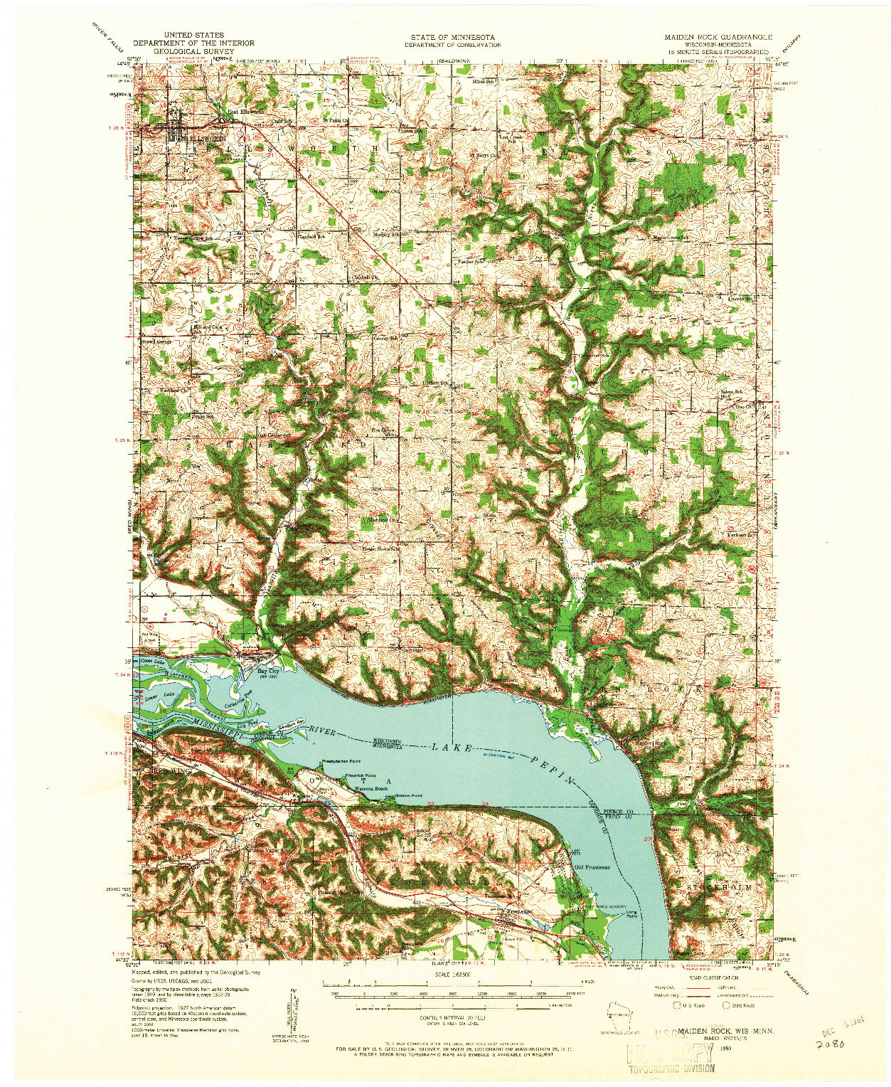 USGS 1:62500-SCALE QUADRANGLE FOR MAIDEN ROCK, WI 1950